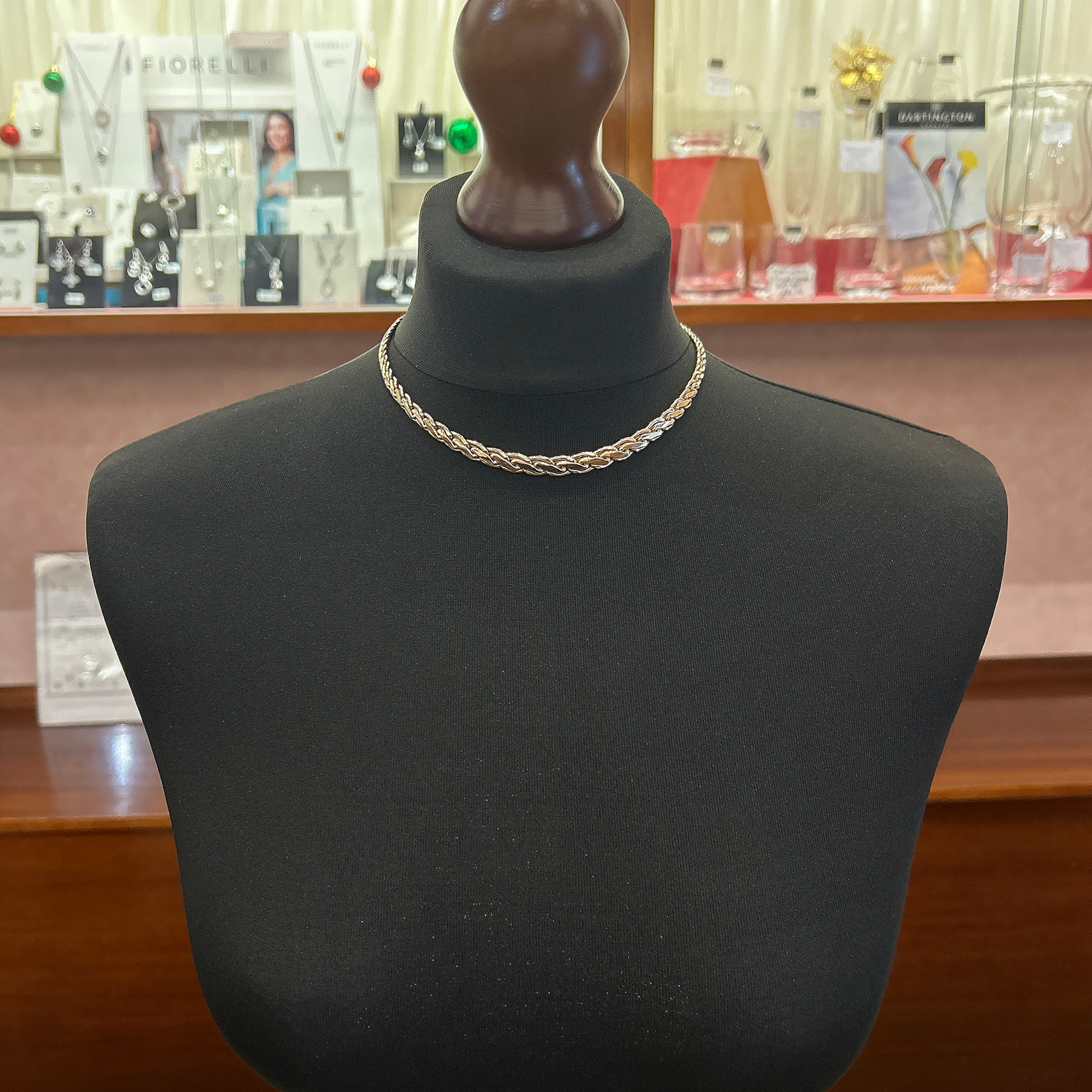 Vintage 9ct Gold Faceted/Tapered Link Collar Necklace