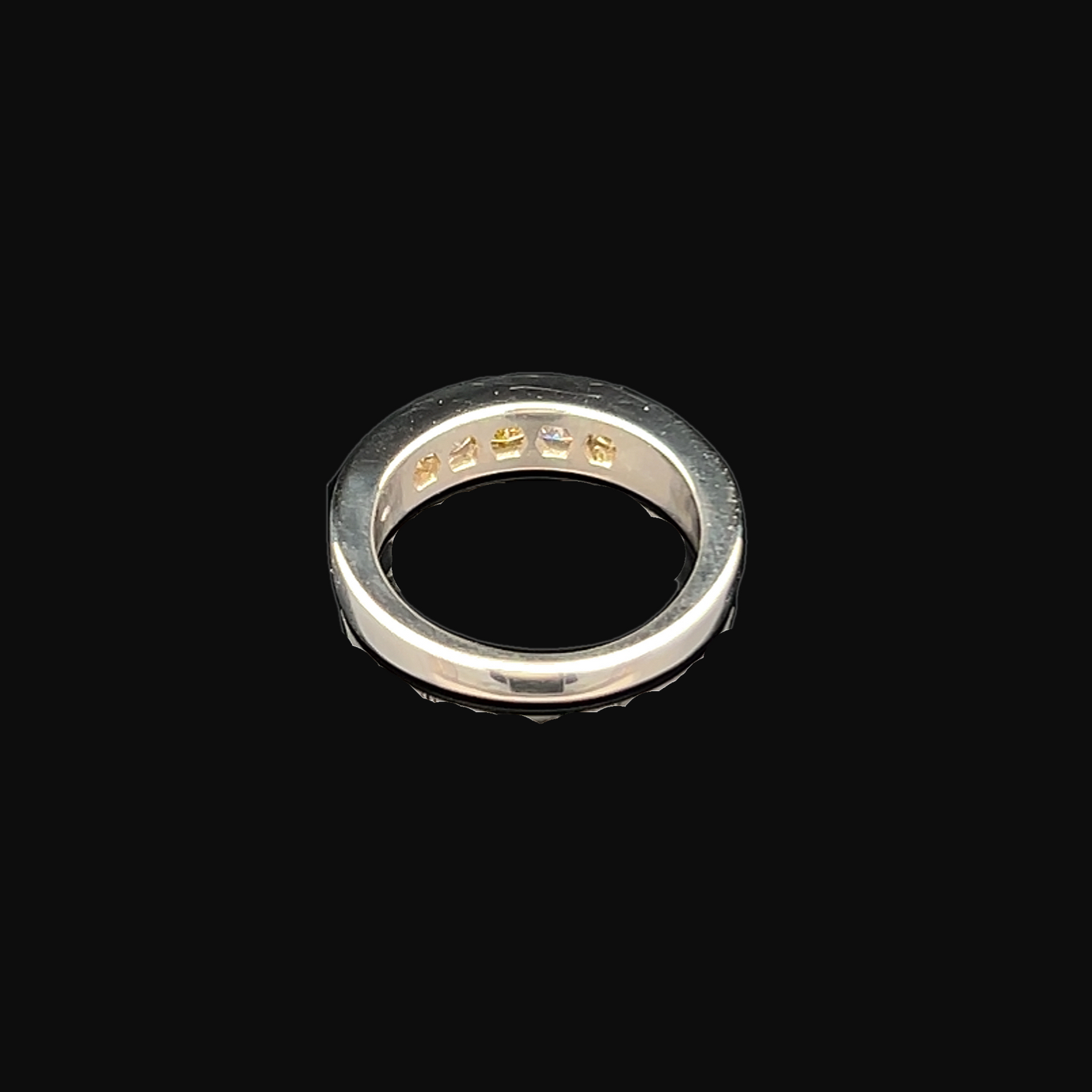 Vintage Yellow & White Princess Cut Diamond Platinum 5 Stone Ring