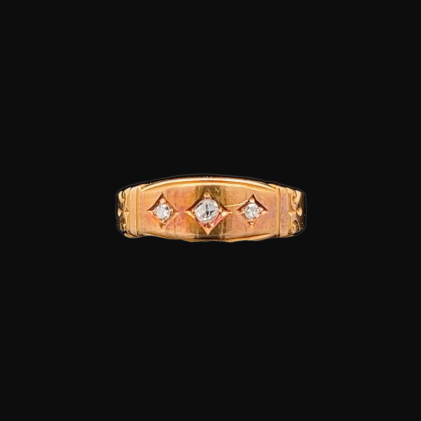 Antique Victorian Three Stone Diamond 18ct Gold Gypsy Ring