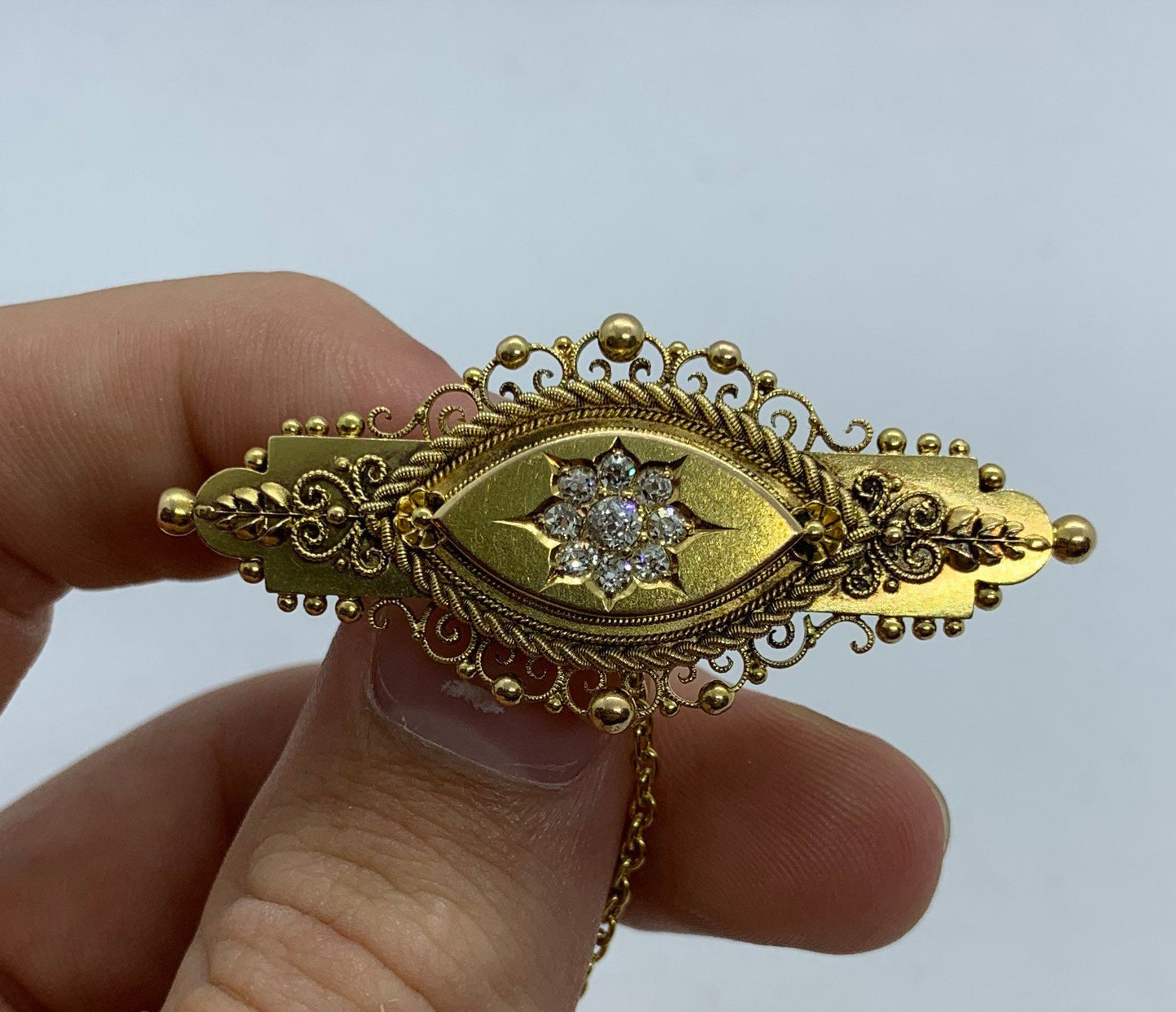 Antique Diamond Brooch. 15ct Gold. Victorian. Hallmarked 1878. Finest Available.