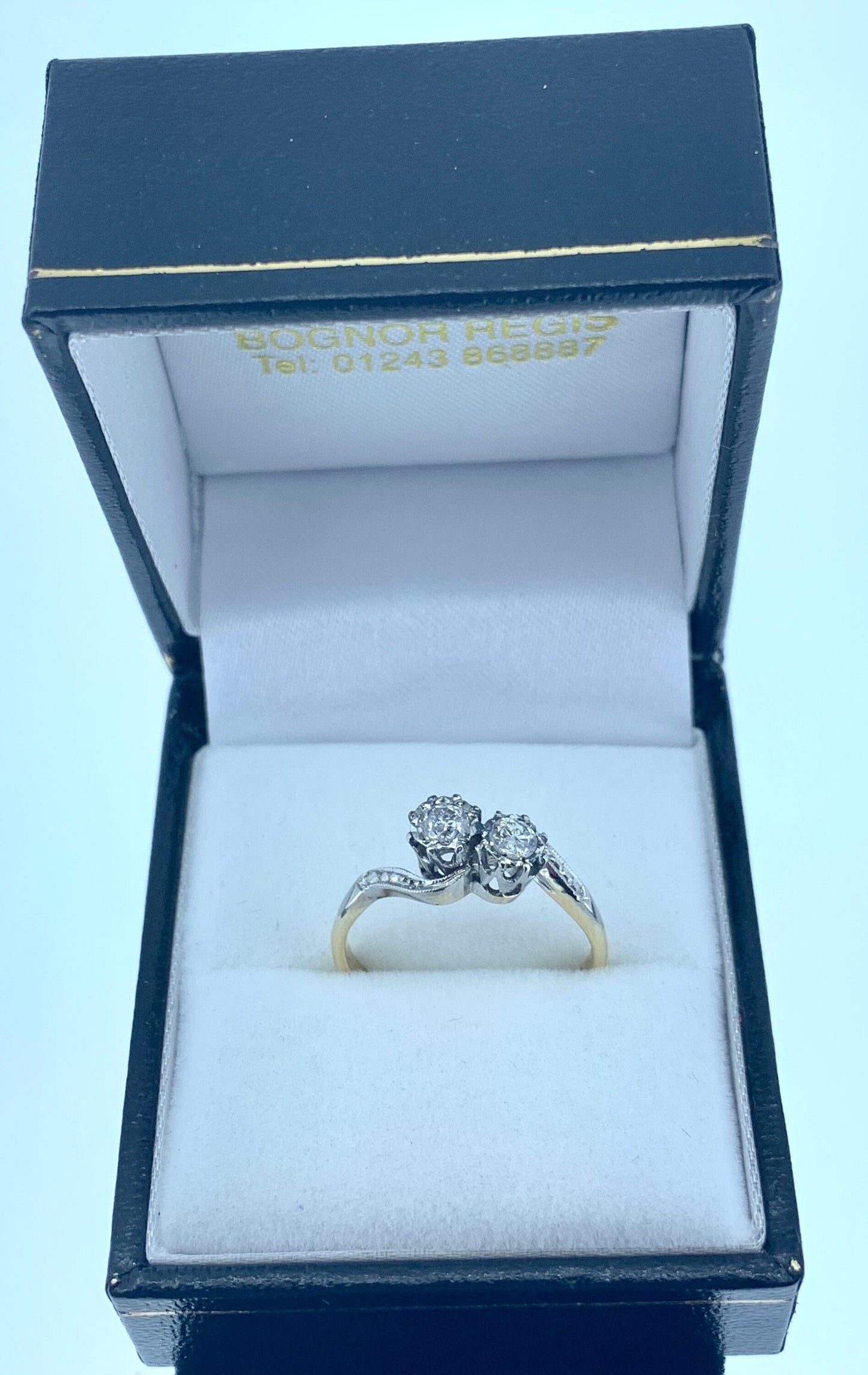 Antique Art Deco Edwardian Diamond 18ct Gold and Platinum Crossover Ring.