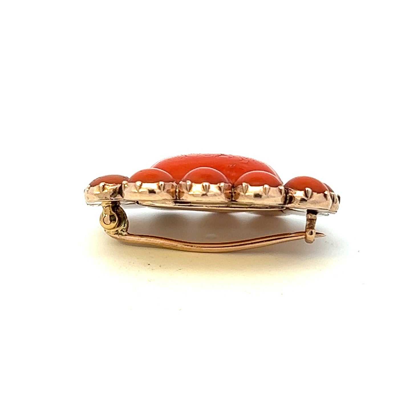 Antique Coral & Gold Brooch. Late Georgian / Early Victorian. English Circa 1820-1830