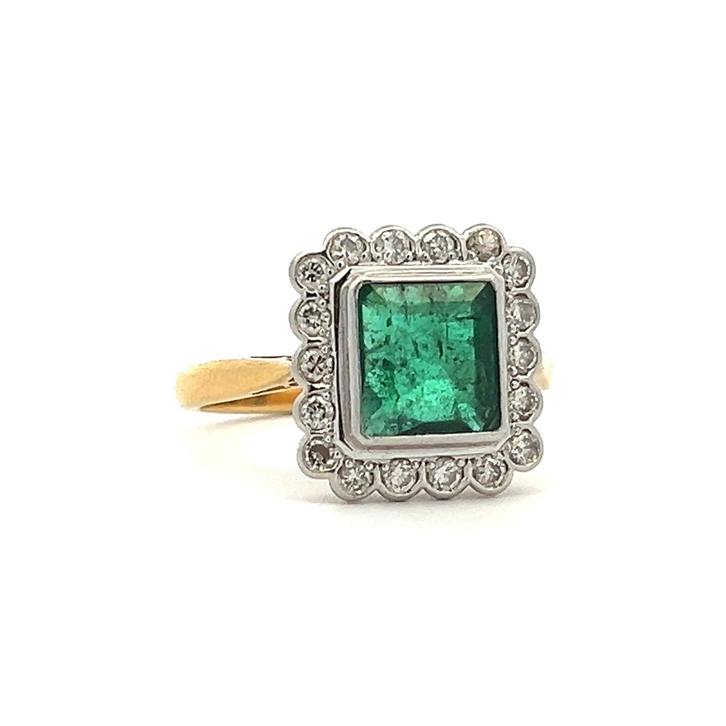 Vintage Art Deco Emerald and Diamond 18ct Gold Ring