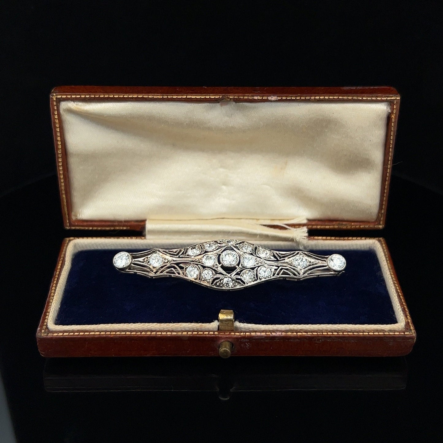 Antique Art Deco Diamond 14ct White Gold Openwork Brooch
