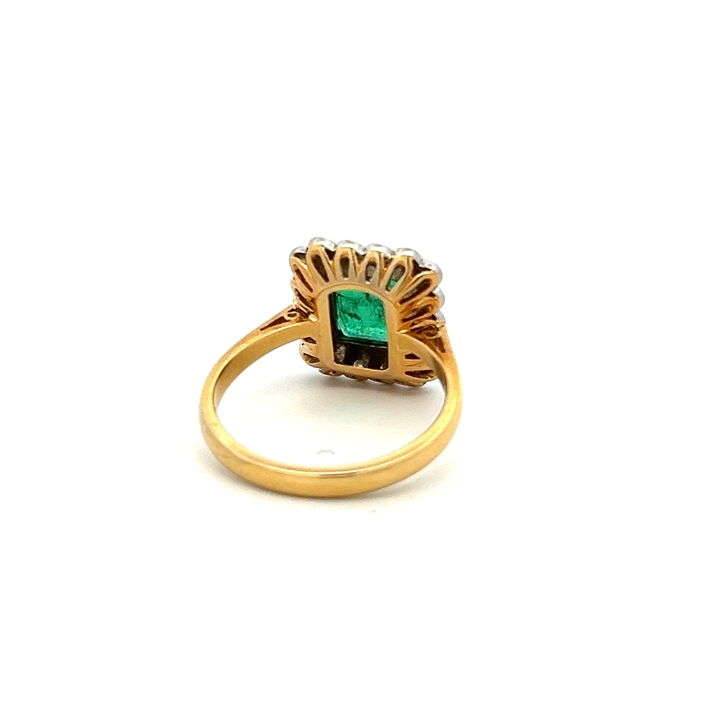Vintage Art Deco Emerald and Diamond 18ct Gold Ring