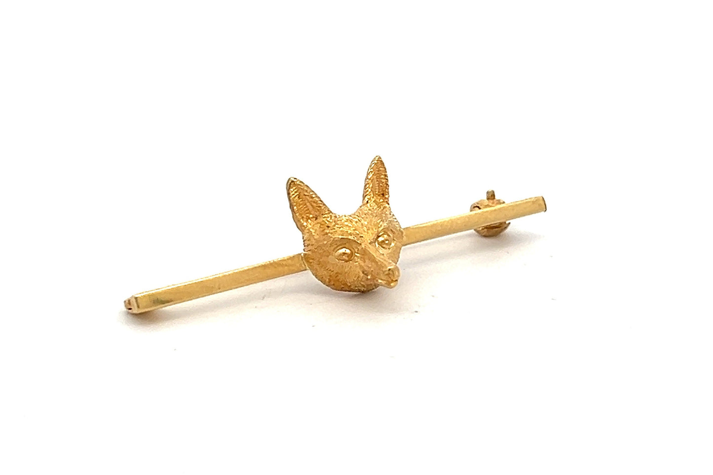 Antique 18ct Gold Fox Bar Brooch / Cravat Pin. English Circa 1910's / 1920's