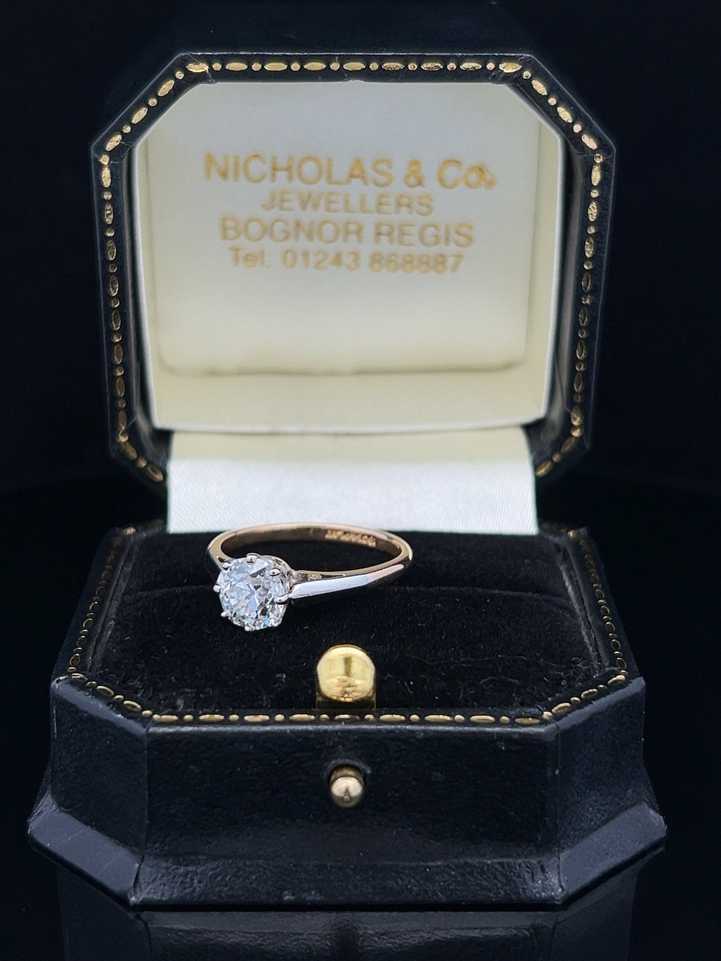 Antique Certificated Natural 1.17ct Solitaire Diamond 18ct Gold and Platinum Ring. Antique Engagement Ring. Old European Cut.