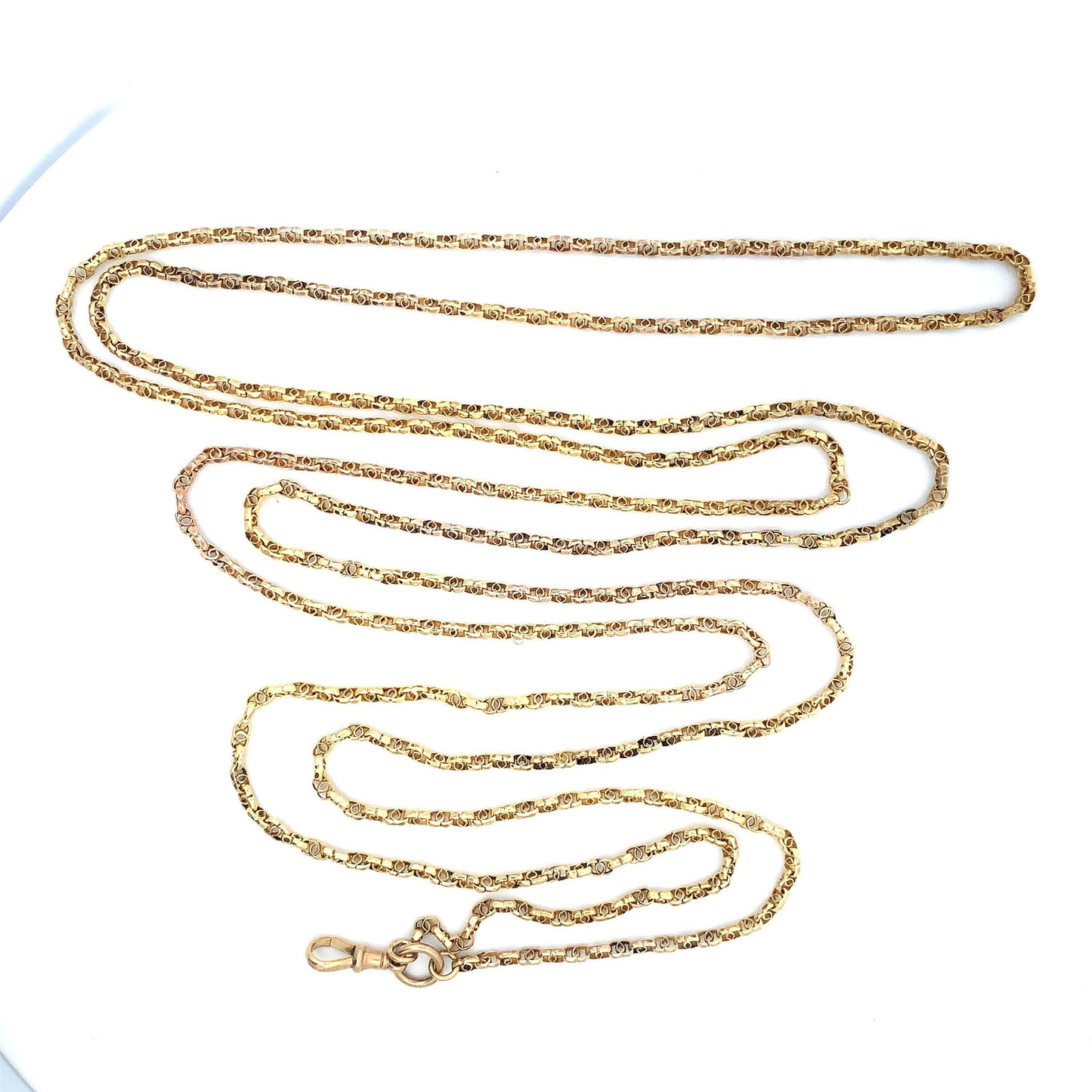 Antique 9ct Gold Guard Chain. Victorian Gold Muff Chain, Long Chain. English Circa 1900.