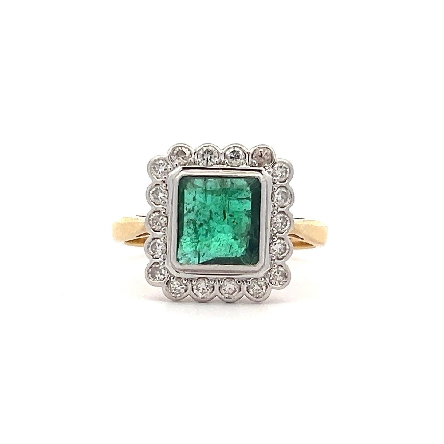 Vintage Art Deco Emerald and Diamond 18ct Gold Ring