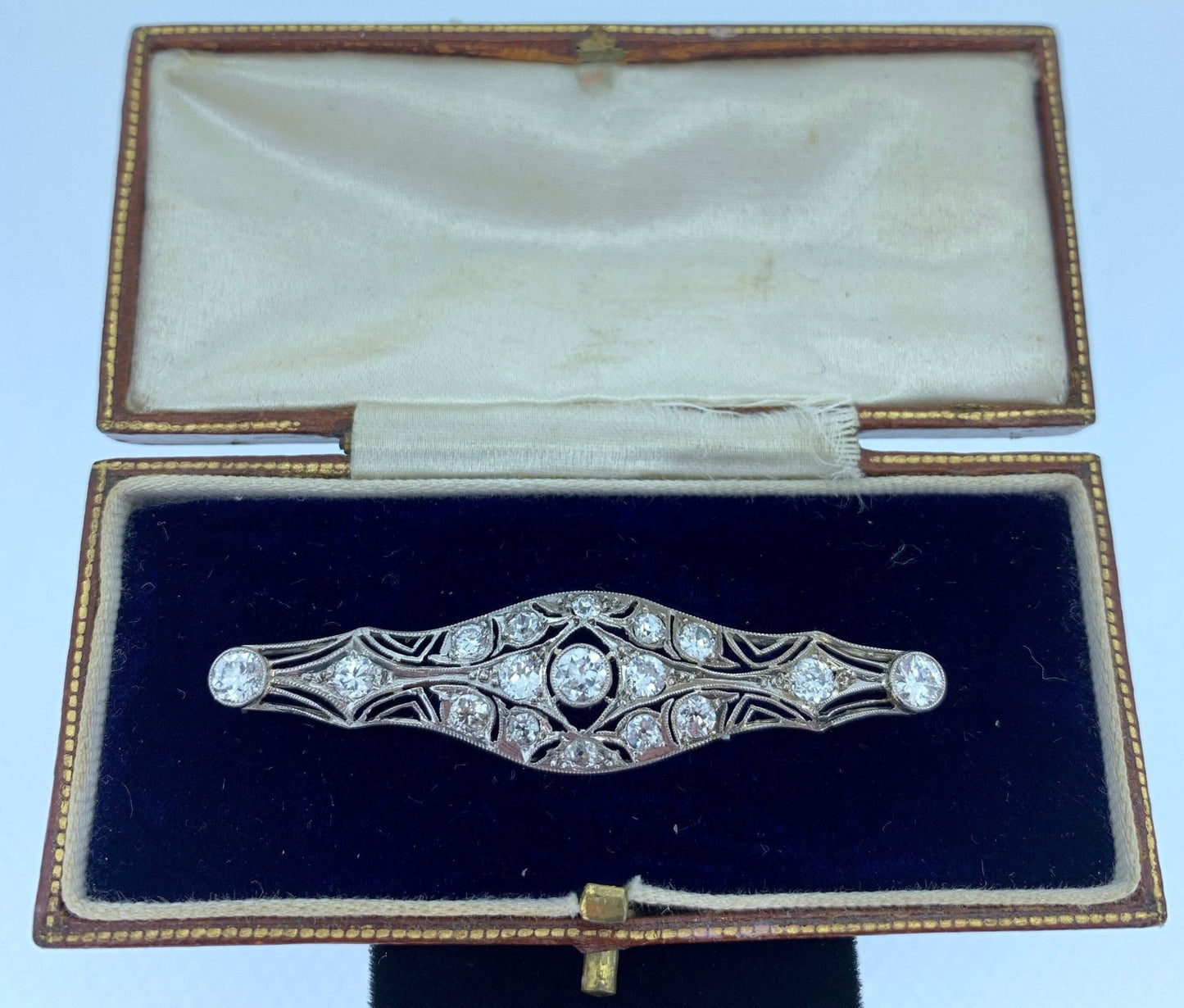 Antique Art Deco Diamond 14ct White Gold Openwork Brooch
