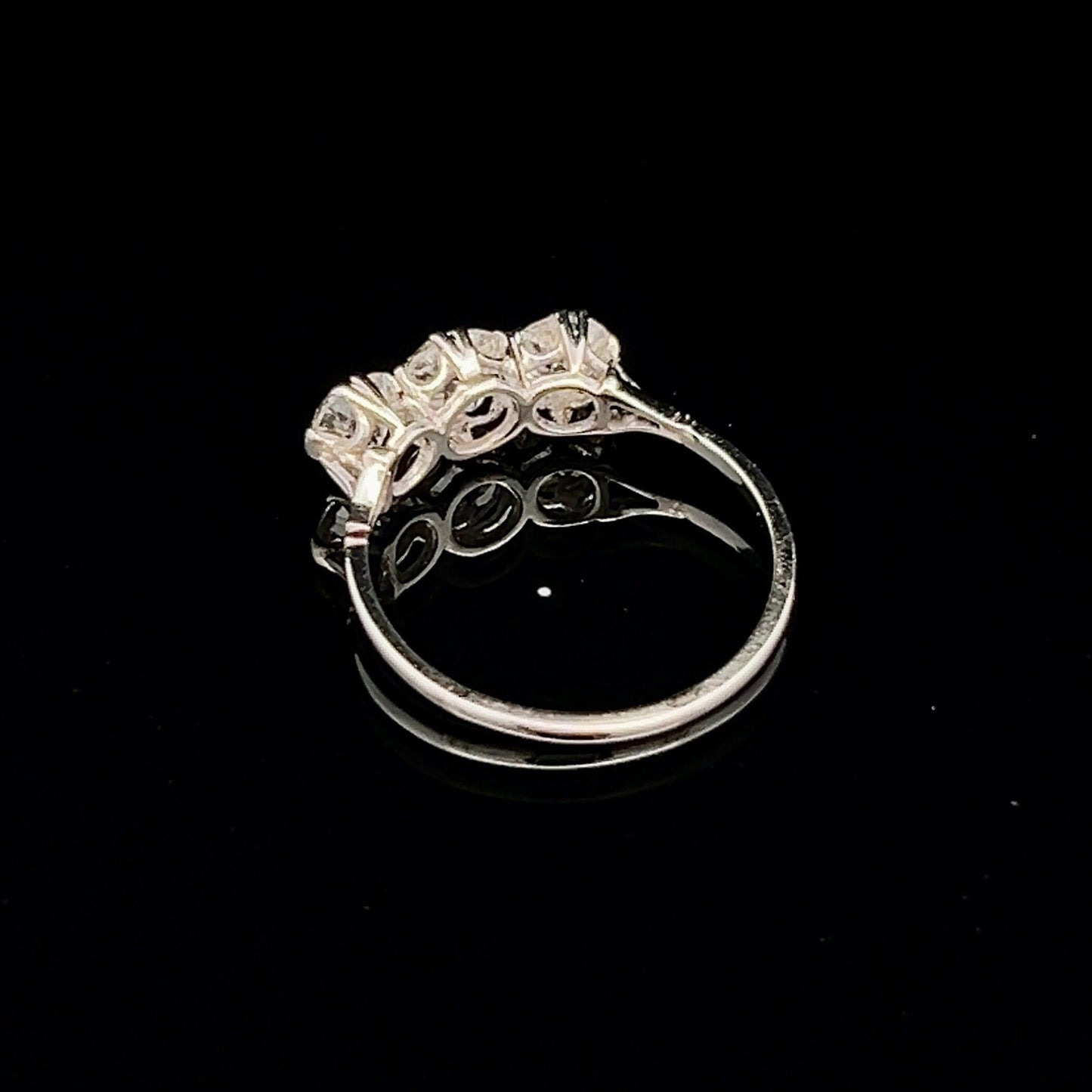 Antique Certificated 1.77 Carat Old European Cut Natural Diamond 3 Stone Platinum Ring. Diamond Trilogy Platinum Ring. English 1910- 1920.