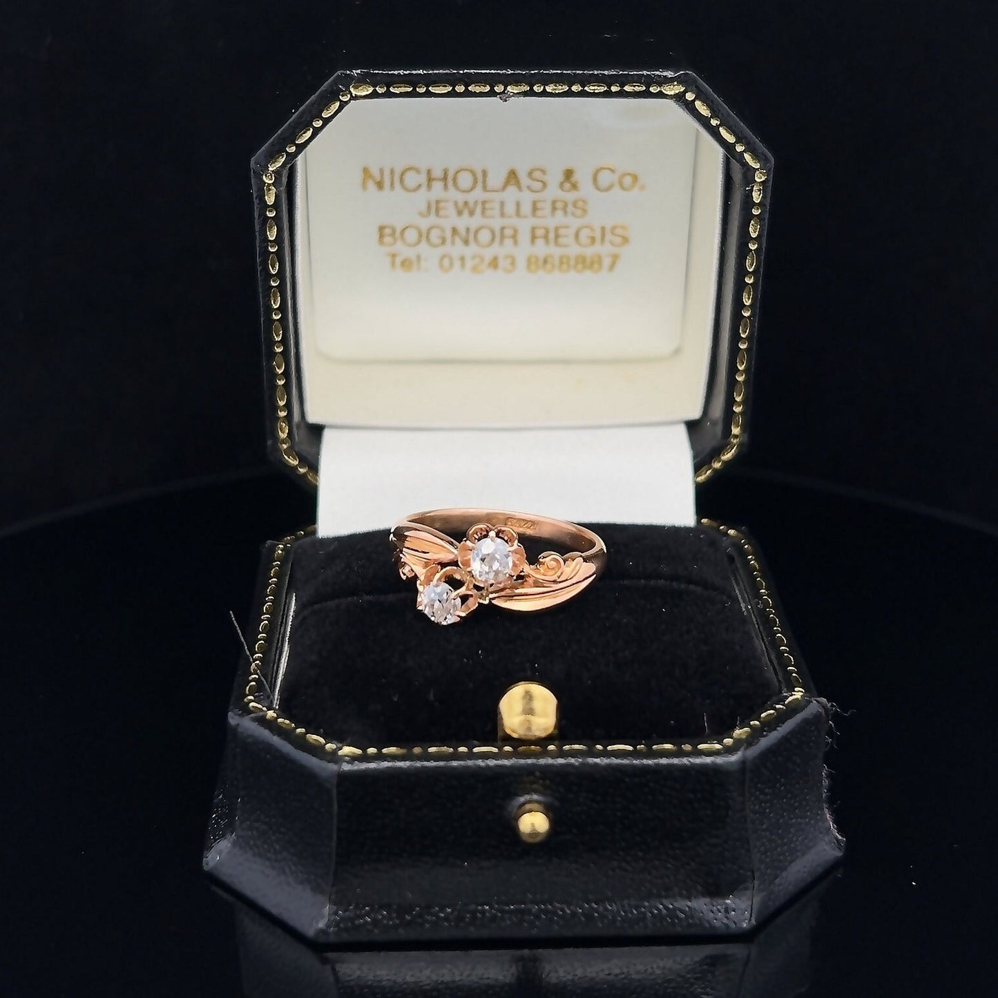 Antique Art Nouveau Diamond 'Toi et Moi' Crossover 22ct Gold Ring. Antique Diamond Crossover Gold Ring. English Circa 1870