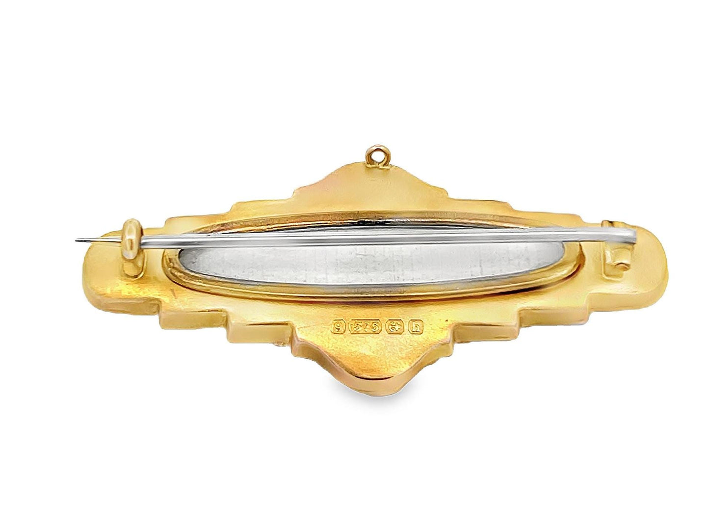 Antique Edwardian 'Locket Back' Star Set Ruby 9ct Gold Etruscan Revival Bar Brooch. Dated Birmingham 1907