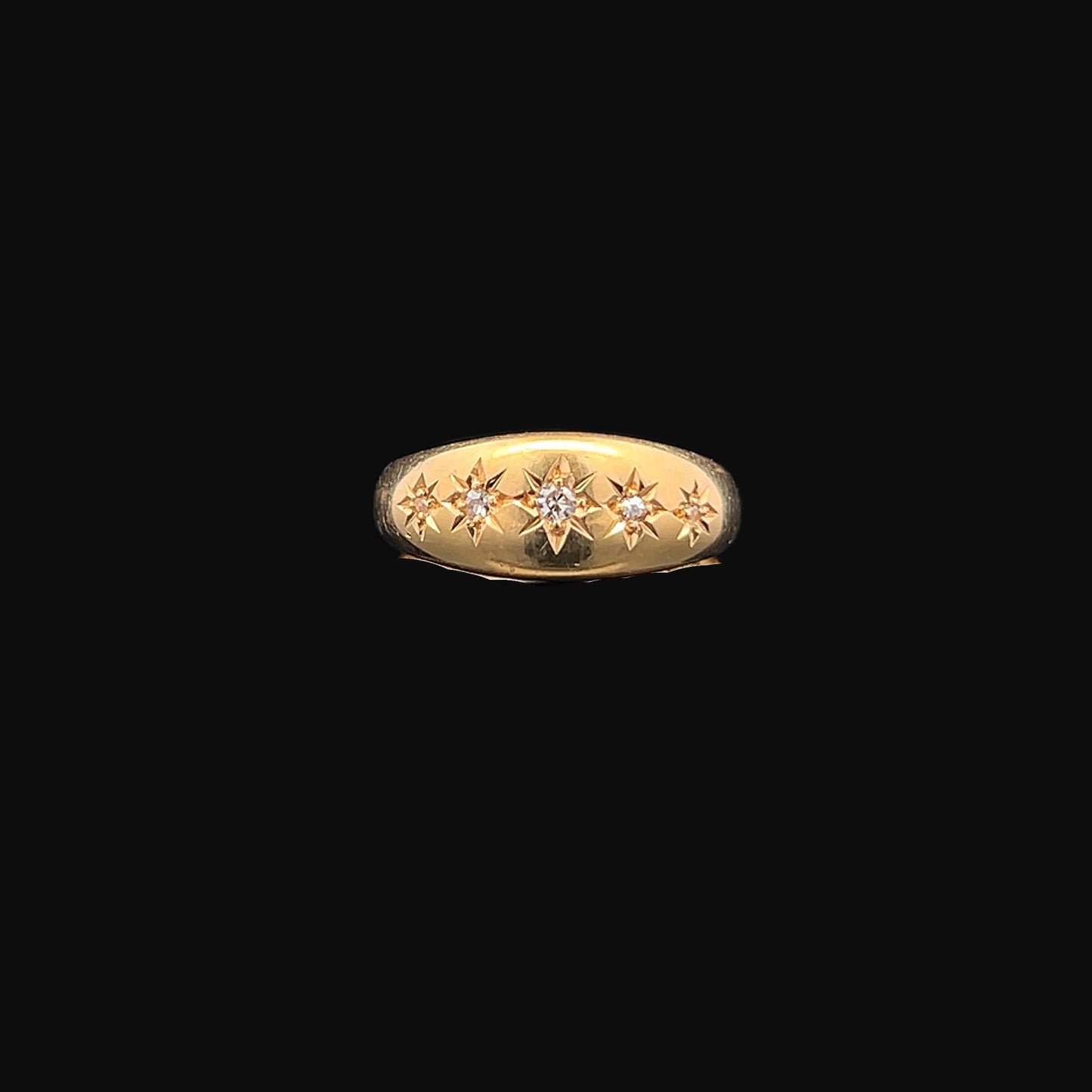 Antique Edwardian 18ct Gold Five Stone 'Star Set' Diamond Gypsy Ring. Dated Birmingham 1903