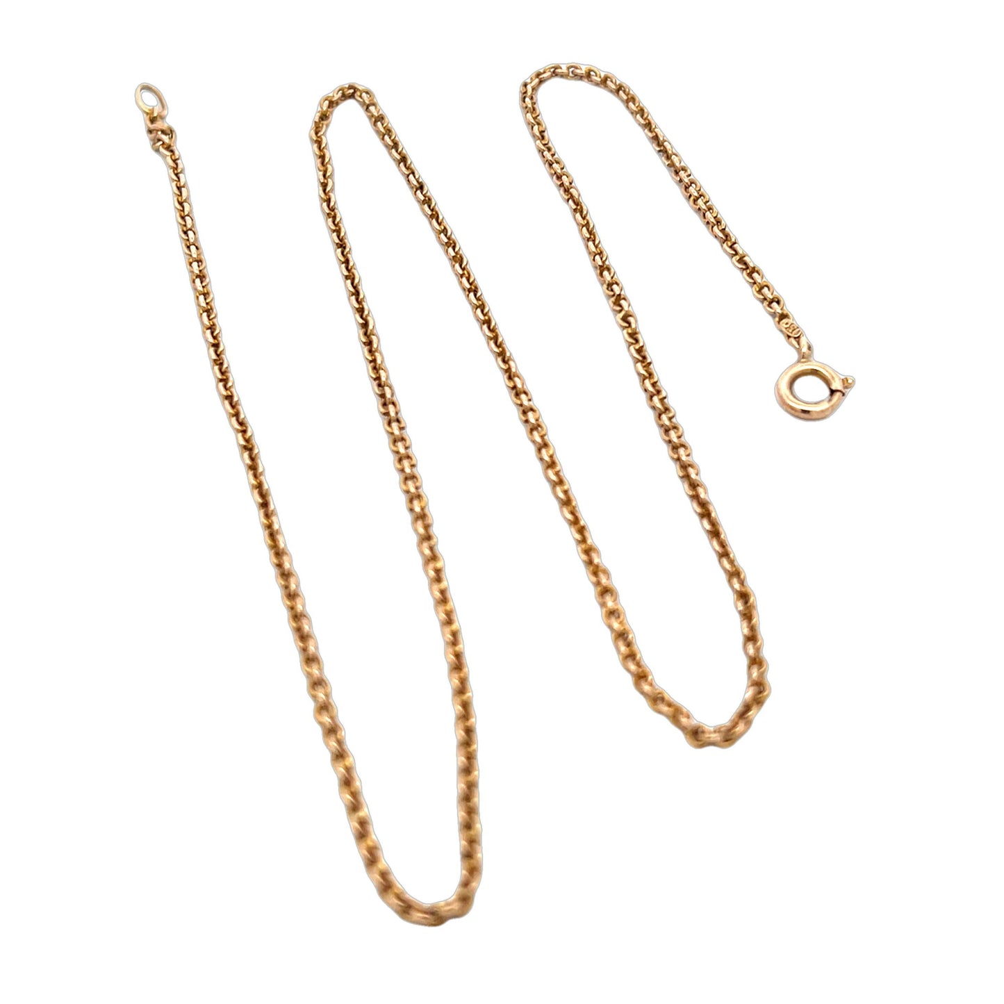 Antique Edwardian 15ct Rose Gold Trace Link Chain with Bolt Ring. 17.5 Inches. Circa 1900