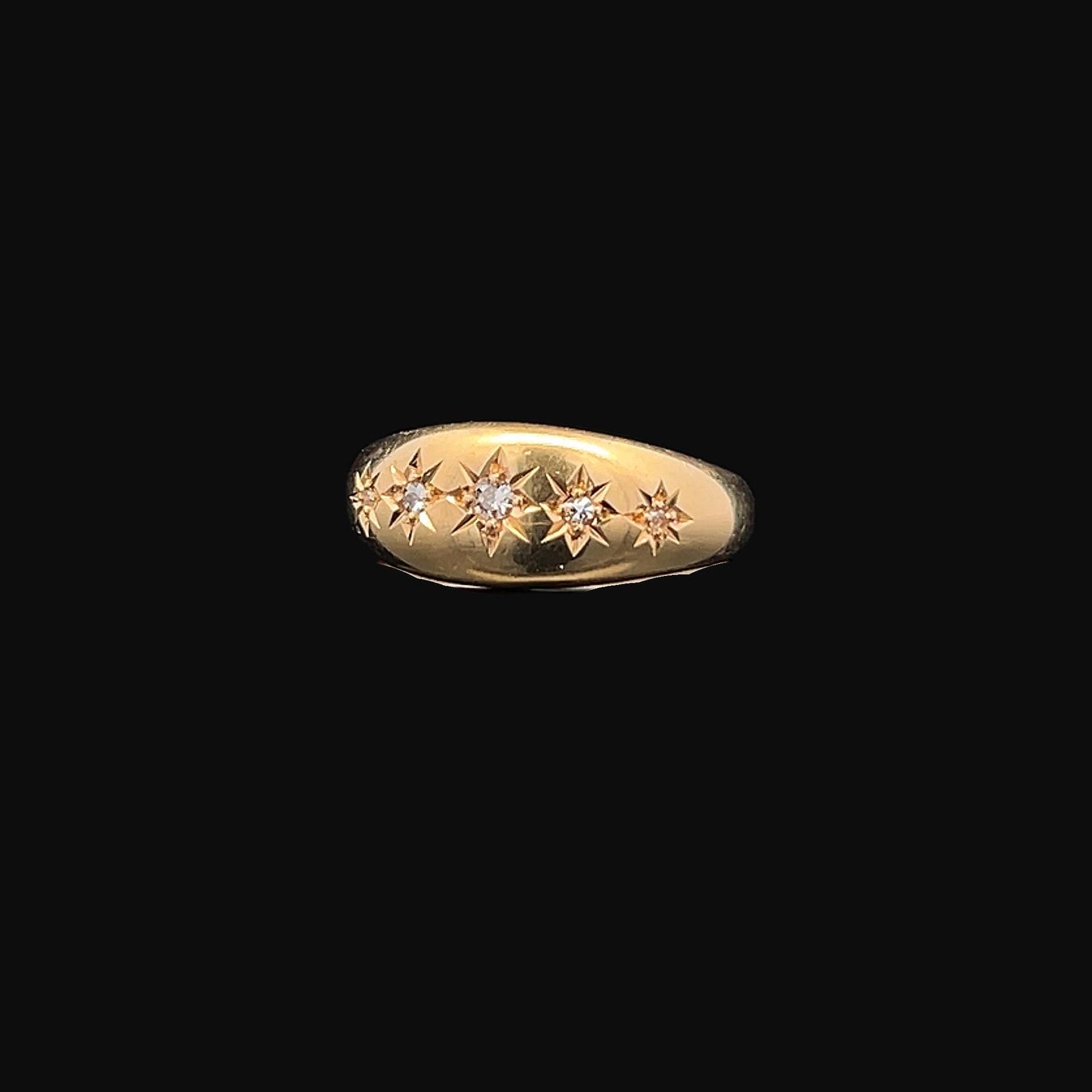 Antique Edwardian 18ct Gold Five Stone 'Star Set' Diamond Gypsy Ring. Dated Birmingham 1903