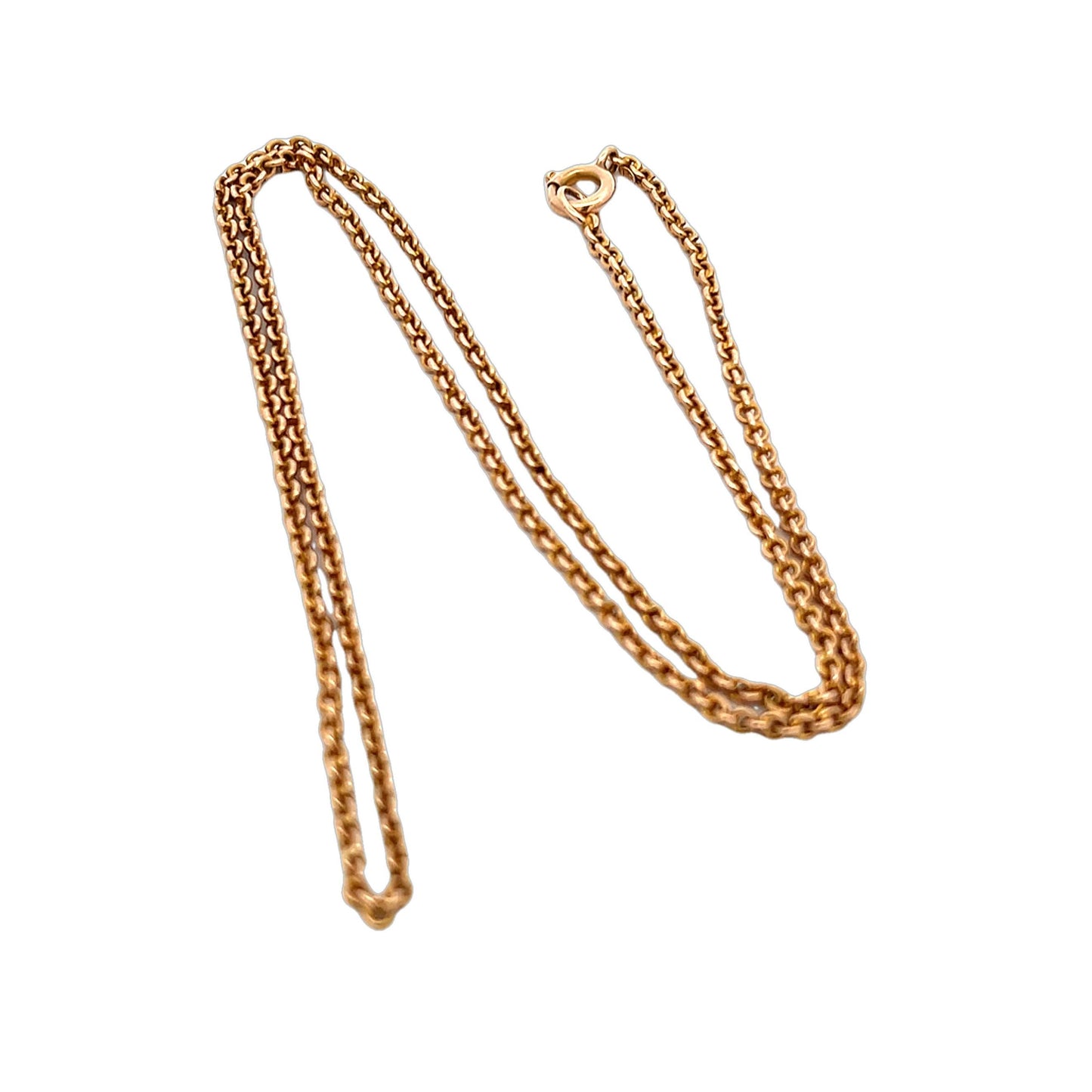 Antique Edwardian 15ct Rose Gold Trace Link Chain with Bolt Ring. 17.5 Inches. Circa 1900