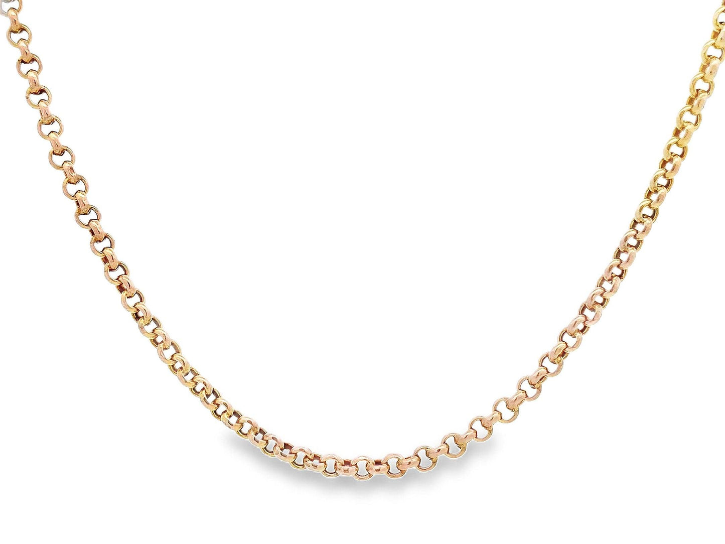 Antique 9ct Yellow Gold Edwardian Faceted Round Belcher Chain. Circa 1900, Excellent Condition, Big Barrel Clasp. 17 3/4 inches.