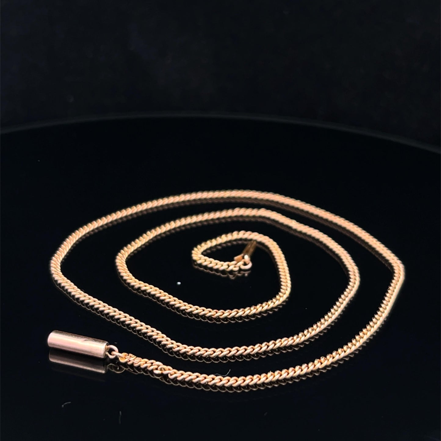 Antique 9ct Rose Gold Curb chain 18" C.1900. Genuine Old One In Good Order. Perfect For Your Antique Pendant. '9ct' Tag Barrel Clasp. 4.2g