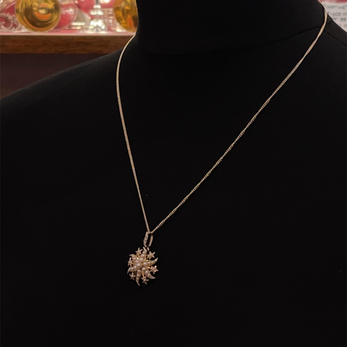 Antique 15ct Gold Natural Split Pearl Star Pendant Circa 1900. Smaller Sweet Size. (Chain Not Included)