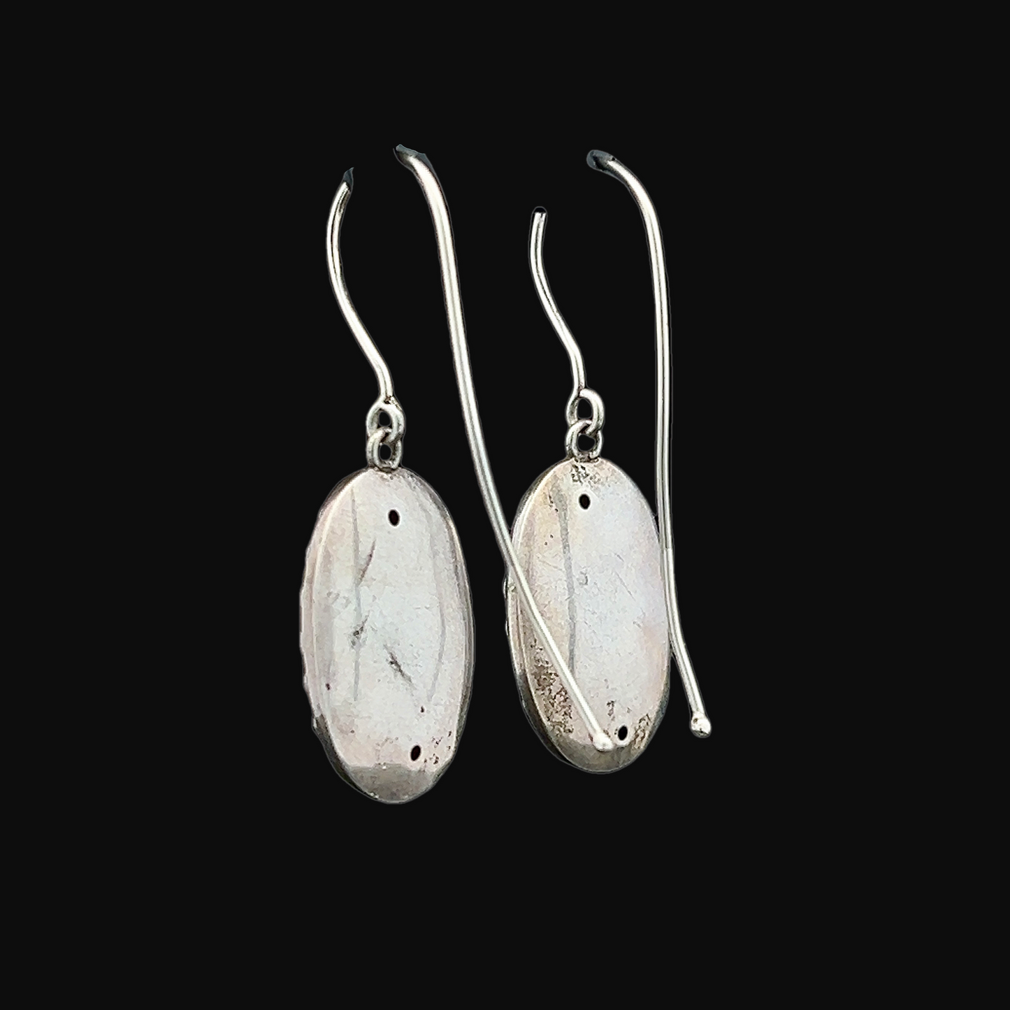 Antique Victorian Sterling Silver Oval Drop Earrings