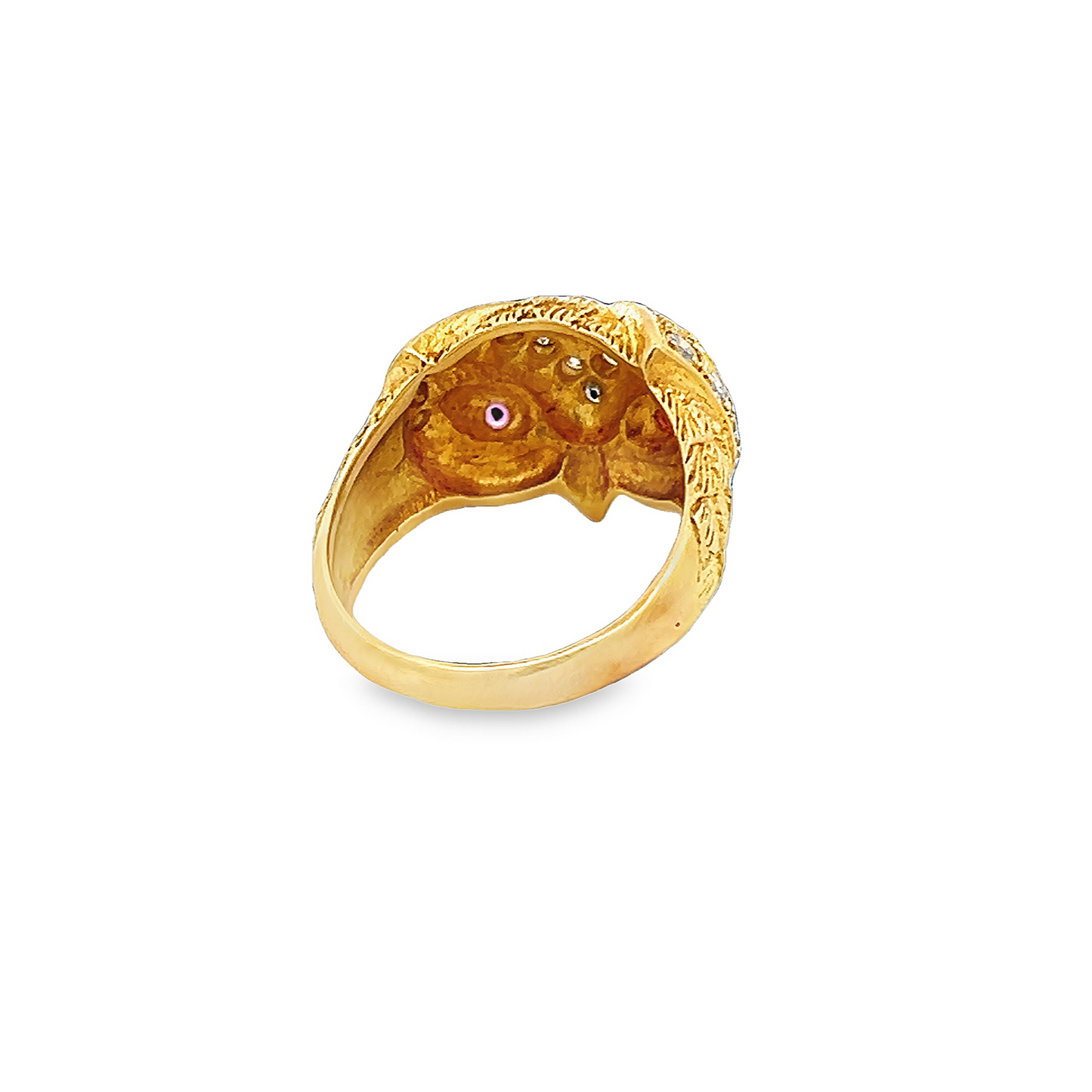 Vintage Ruby and Diamond 18ct Gold Owl Cocktail Ring