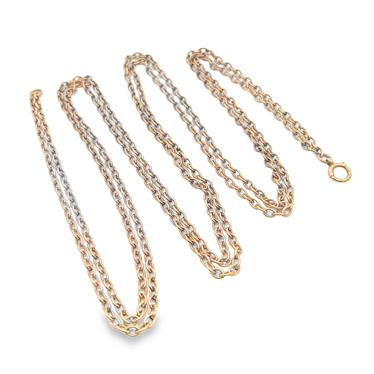 Antique Edwardian 9ct Rose Gold Oval Belcher Link Guard Chain