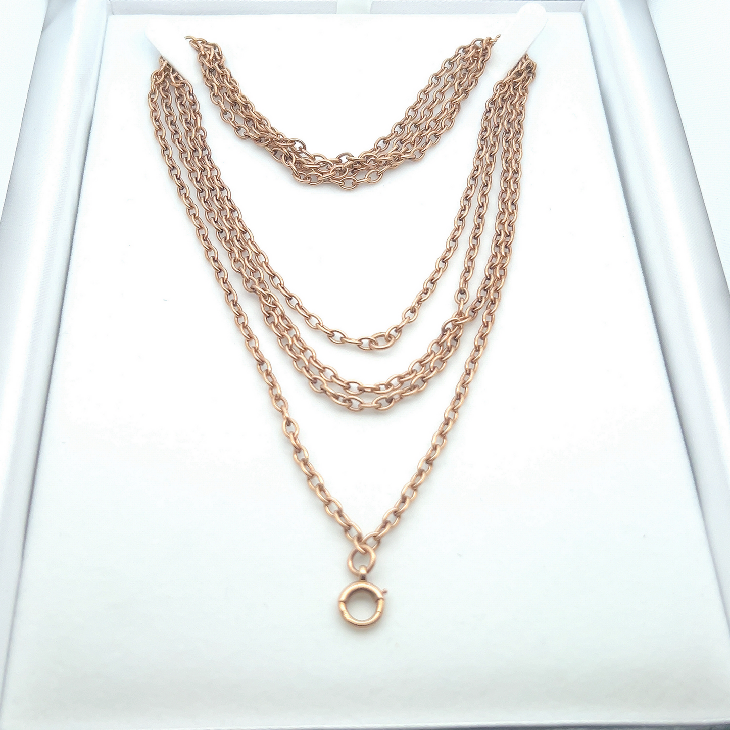 Antique Edwardian 9ct Rose Gold Oval Belcher Link Guard Chain
