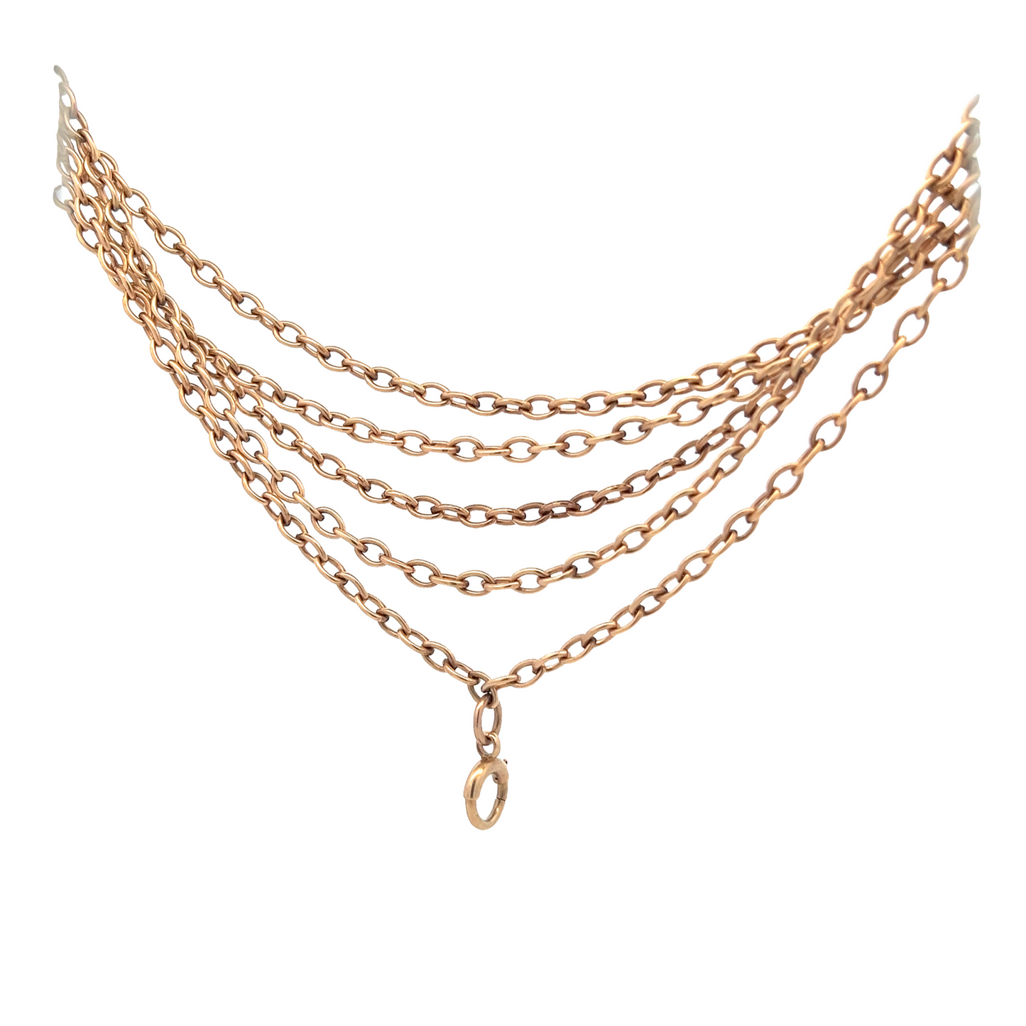 Antique Edwardian 9ct Rose Gold Oval Belcher Link Guard Chain
