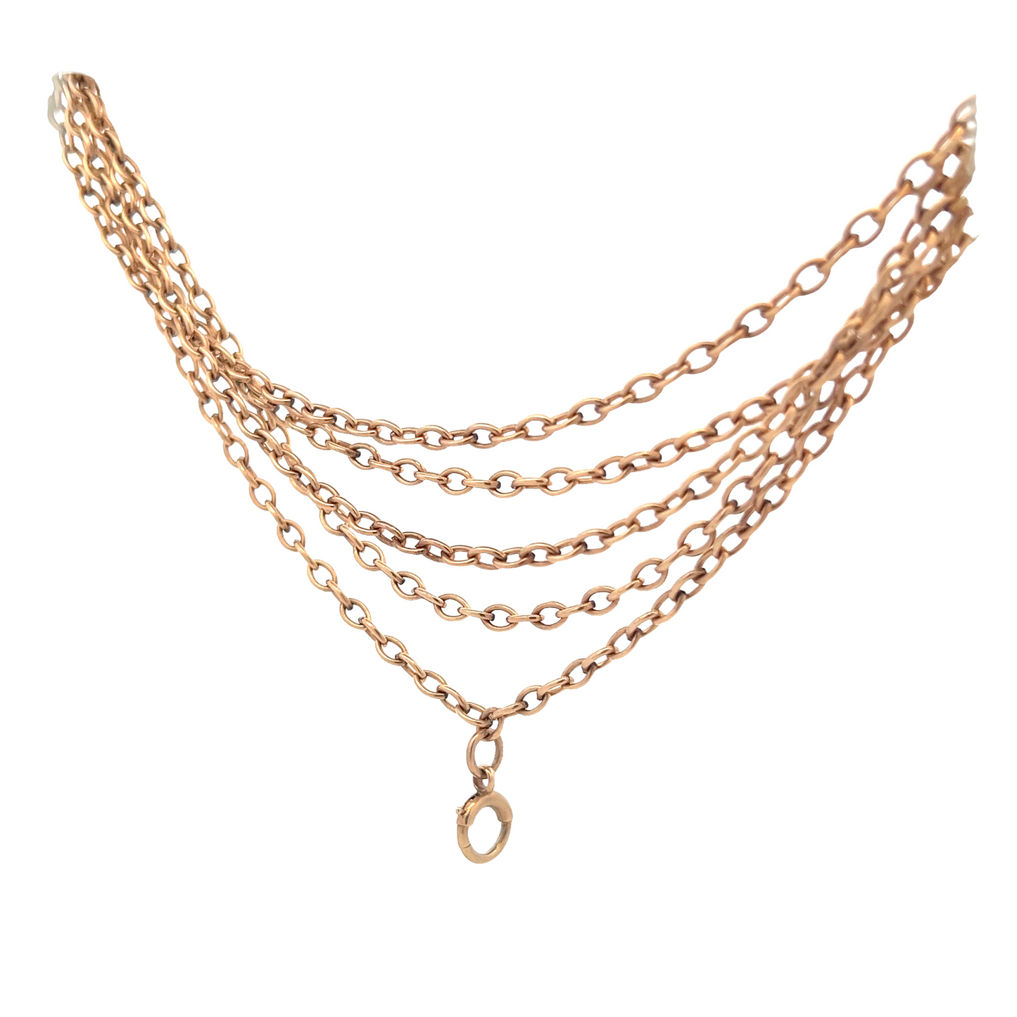 Antique Edwardian 9ct Rose Gold Oval Belcher Link Guard Chain