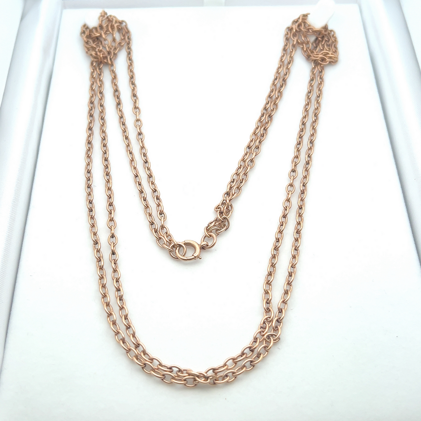 Antique Edwardian 9ct Rose Gold Oval Belcher Link Guard Chain