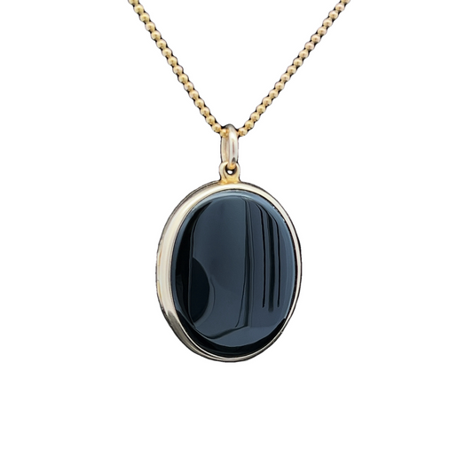 Antique Victorian Vauxhall Glass 15ct Gold Mourning Locket