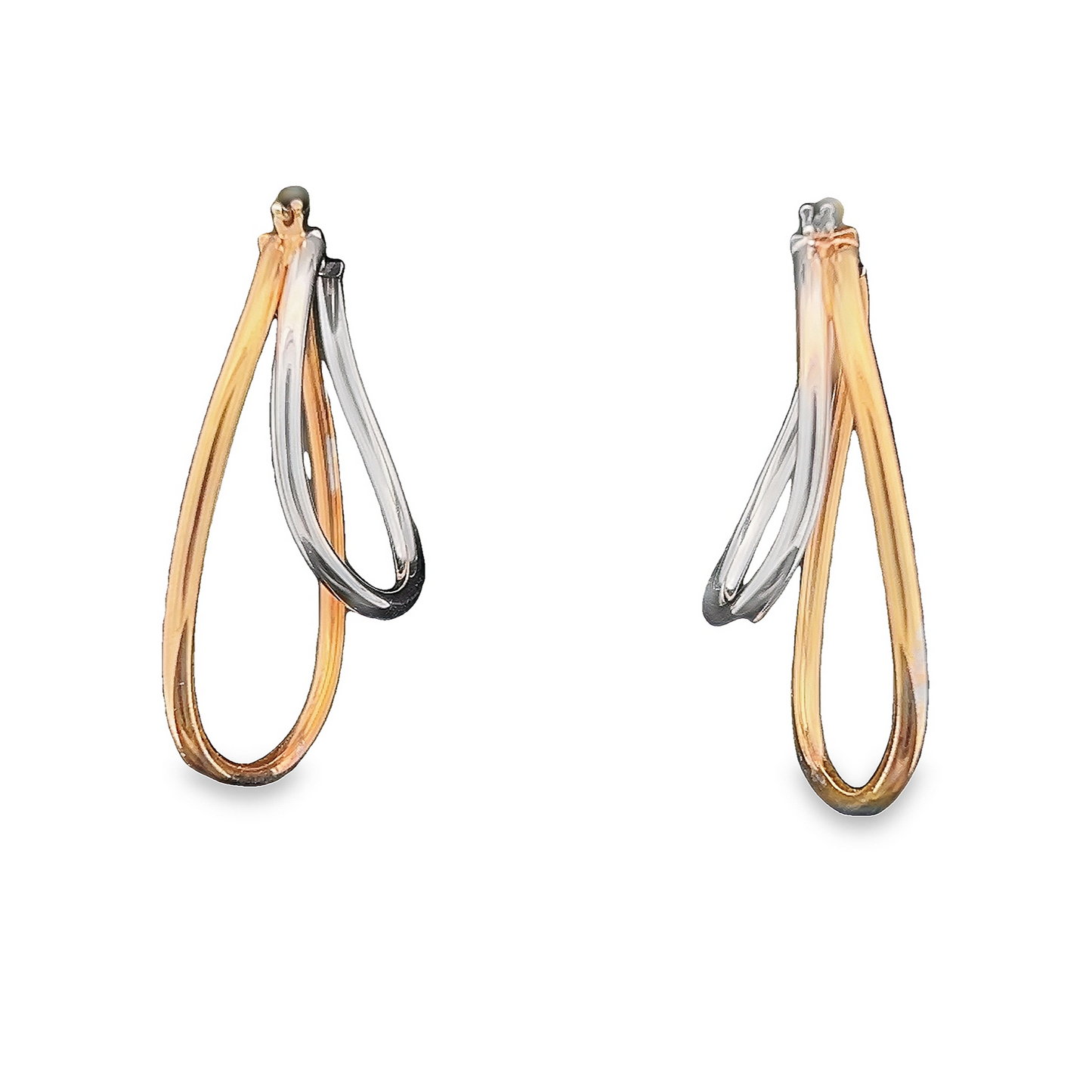 Vintage 9ct Yellow and White Gold 'Handed' Hoop Earrings