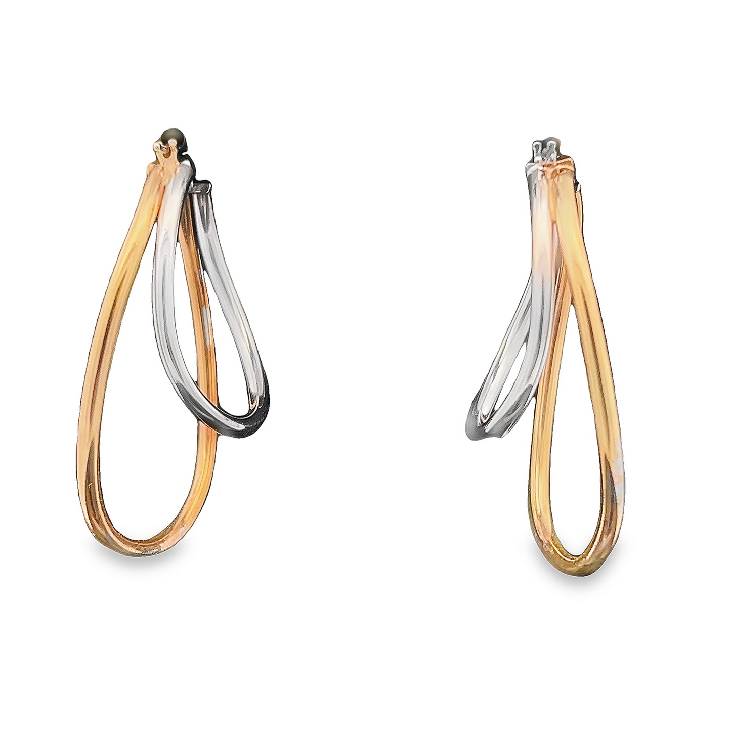 Vintage 9ct Yellow and White Gold 'Handed' Hoop Earrings
