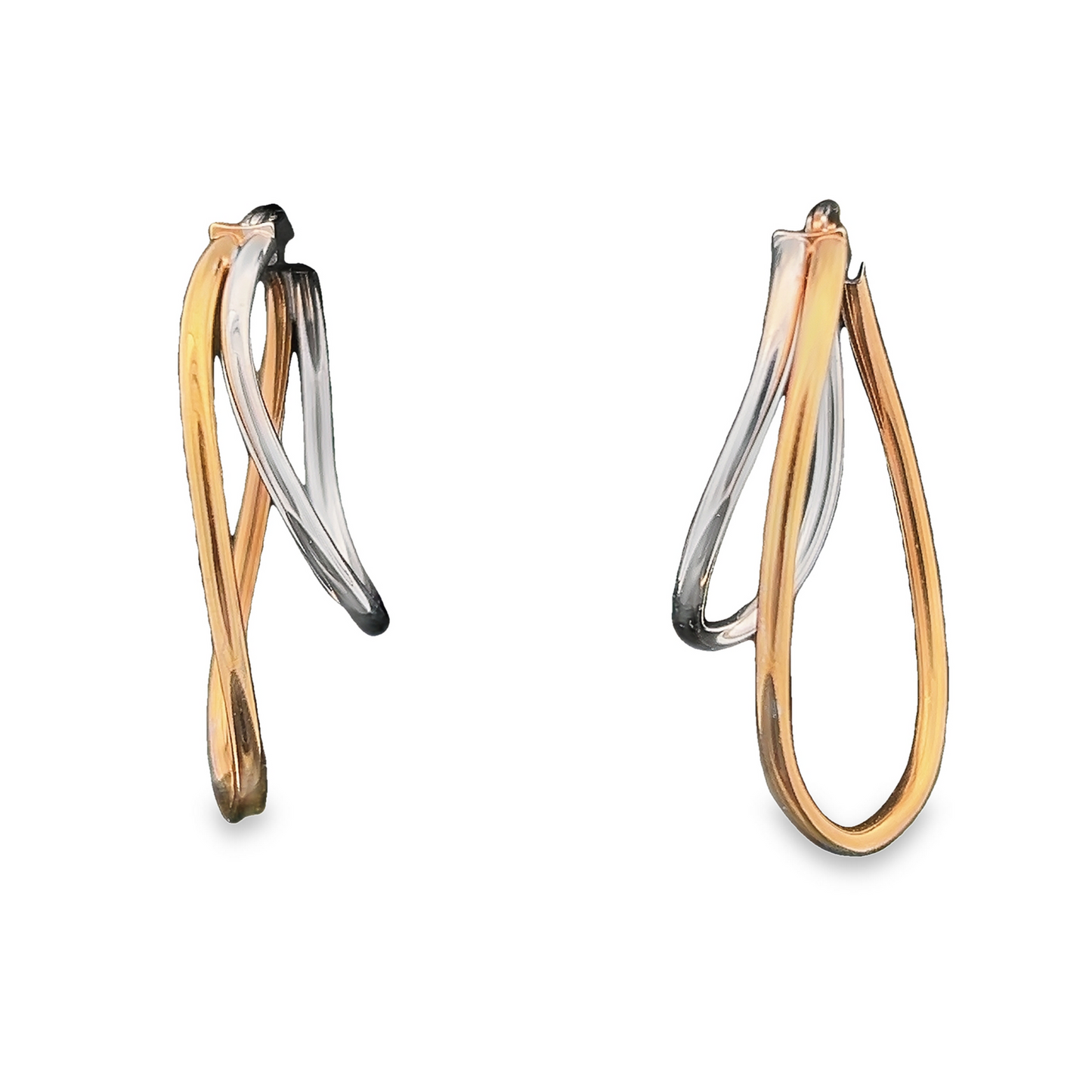 Vintage 9ct Yellow and White Gold 'Handed' Hoop Earrings