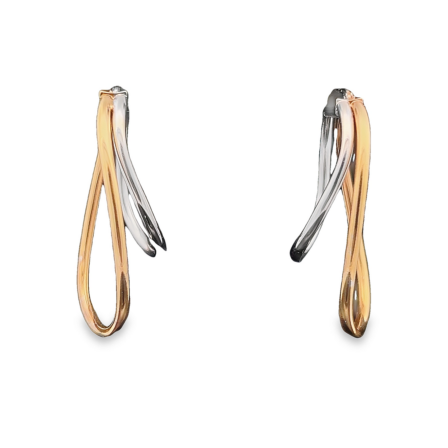 Vintage 9ct Yellow and White Gold 'Handed' Hoop Earrings