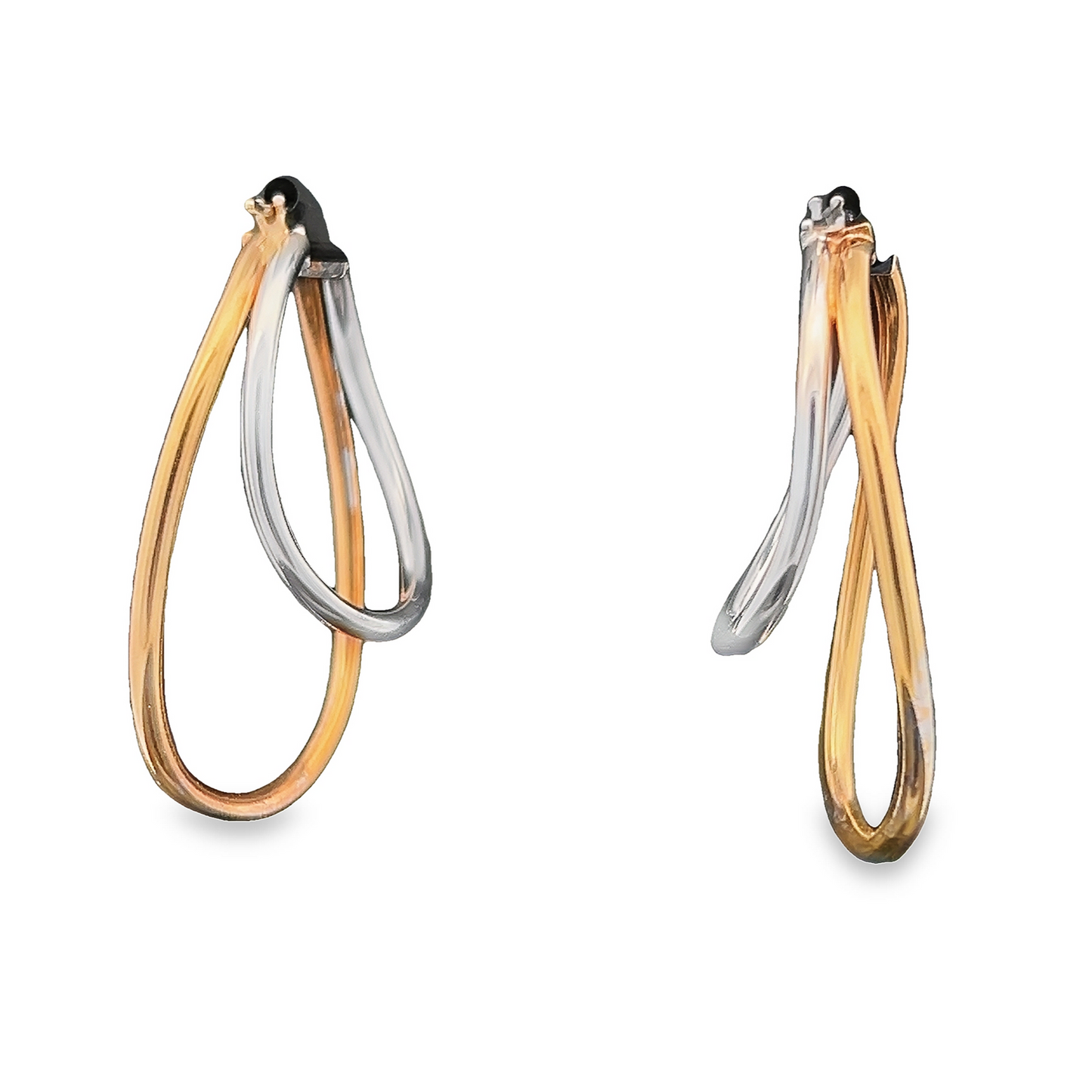 Vintage 9ct Yellow and White Gold 'Handed' Hoop Earrings