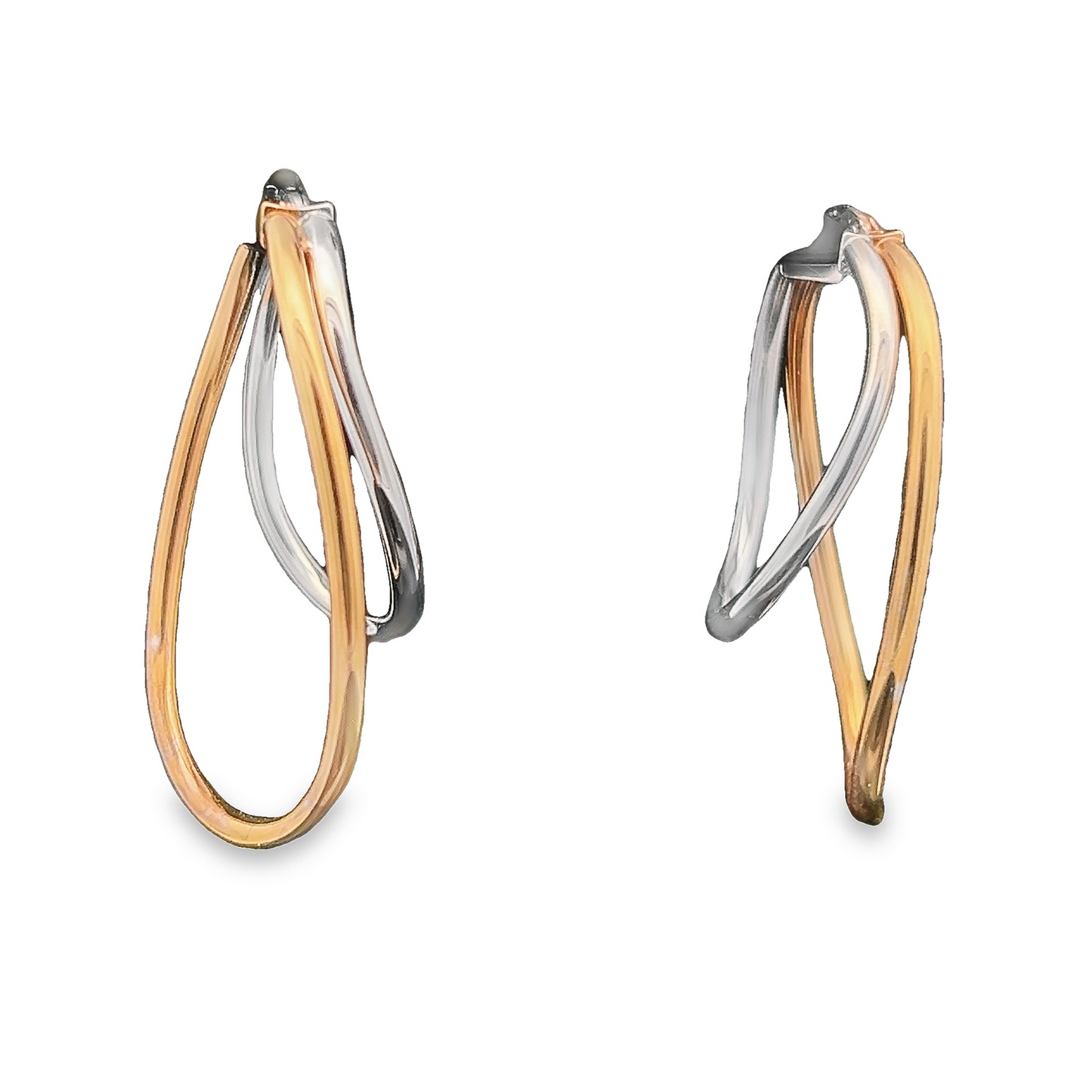 Vintage 9ct Yellow and White Gold 'Handed' Hoop Earrings