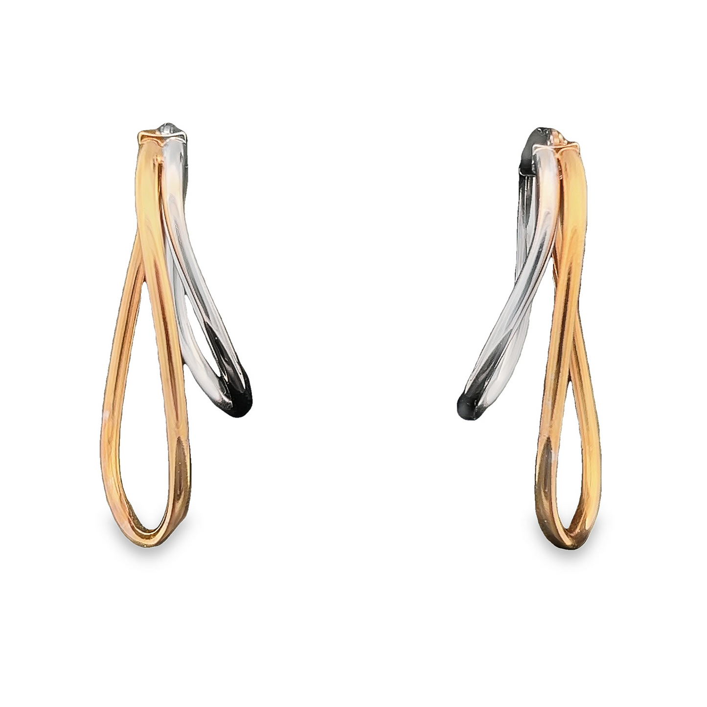 Vintage 9ct Yellow and White Gold 'Handed' Hoop Earrings