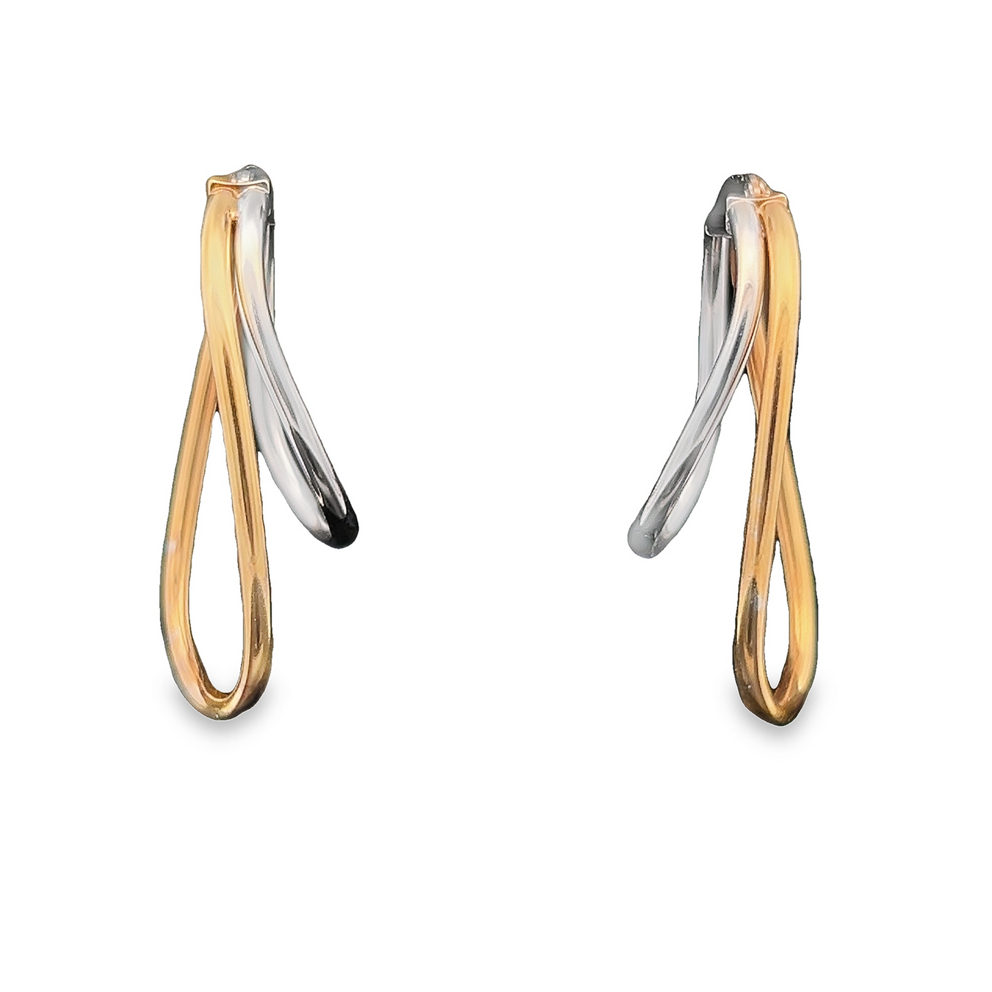 Vintage 9ct Yellow and White Gold 'Handed' Hoop Earrings