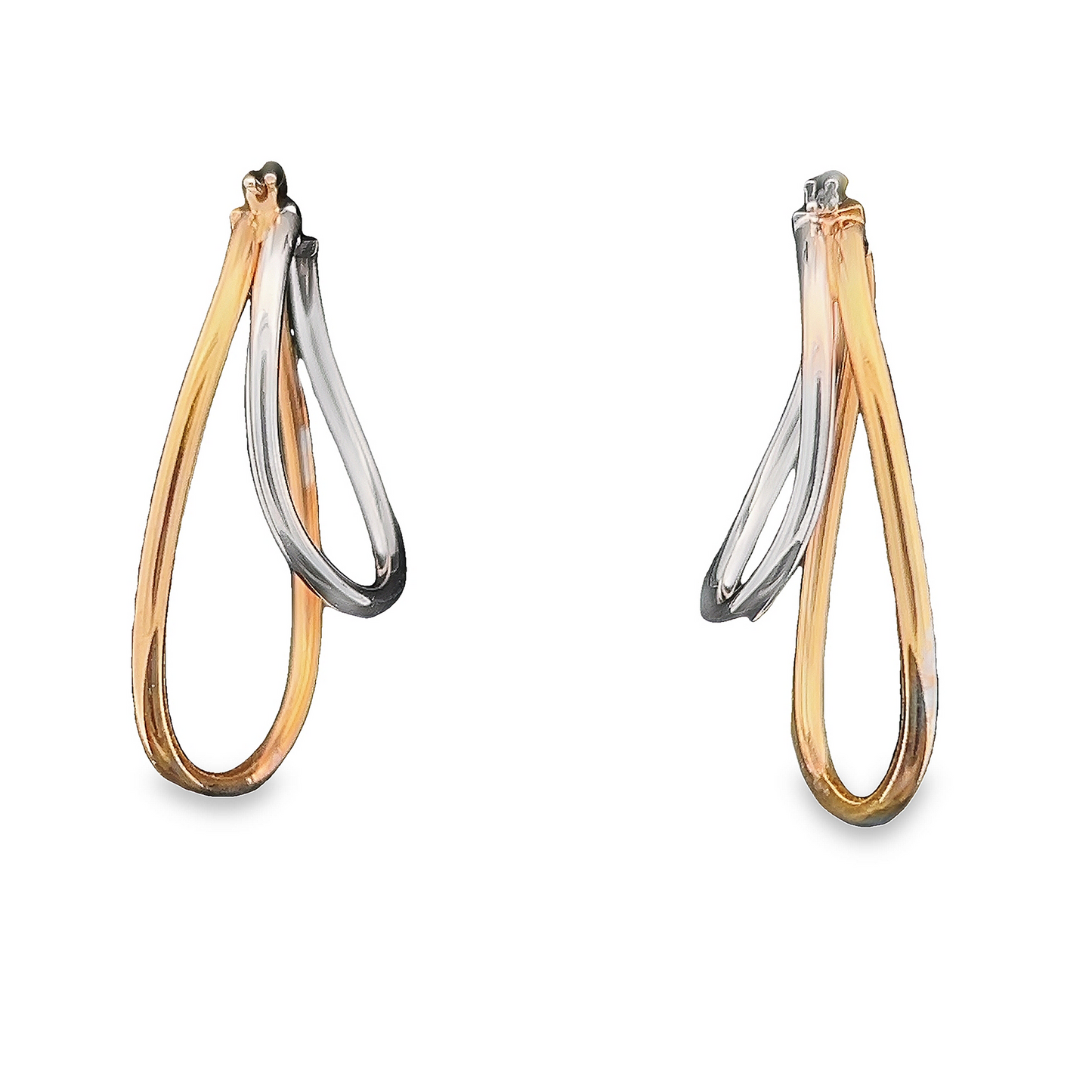 Vintage 9ct Yellow and White Gold 'Handed' Hoop Earrings