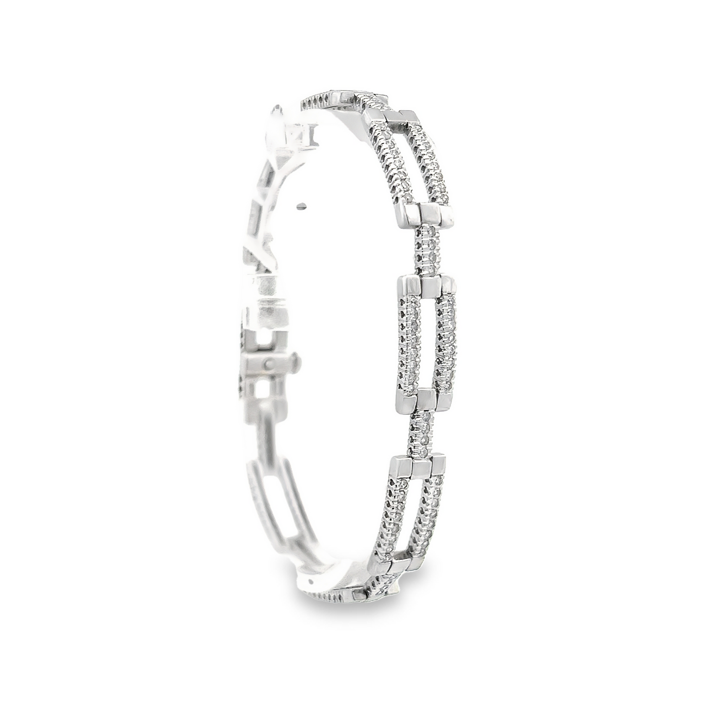 Vintage Art Deco Style Diamond 9ct White Gold Articulated Bracelet