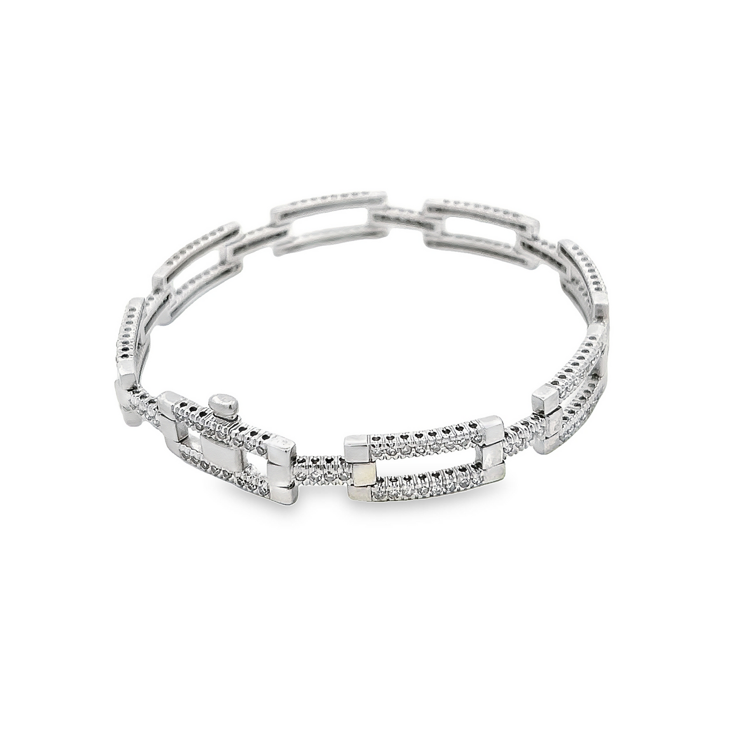 Vintage Art Deco Style Diamond 9ct White Gold Articulated Bracelet