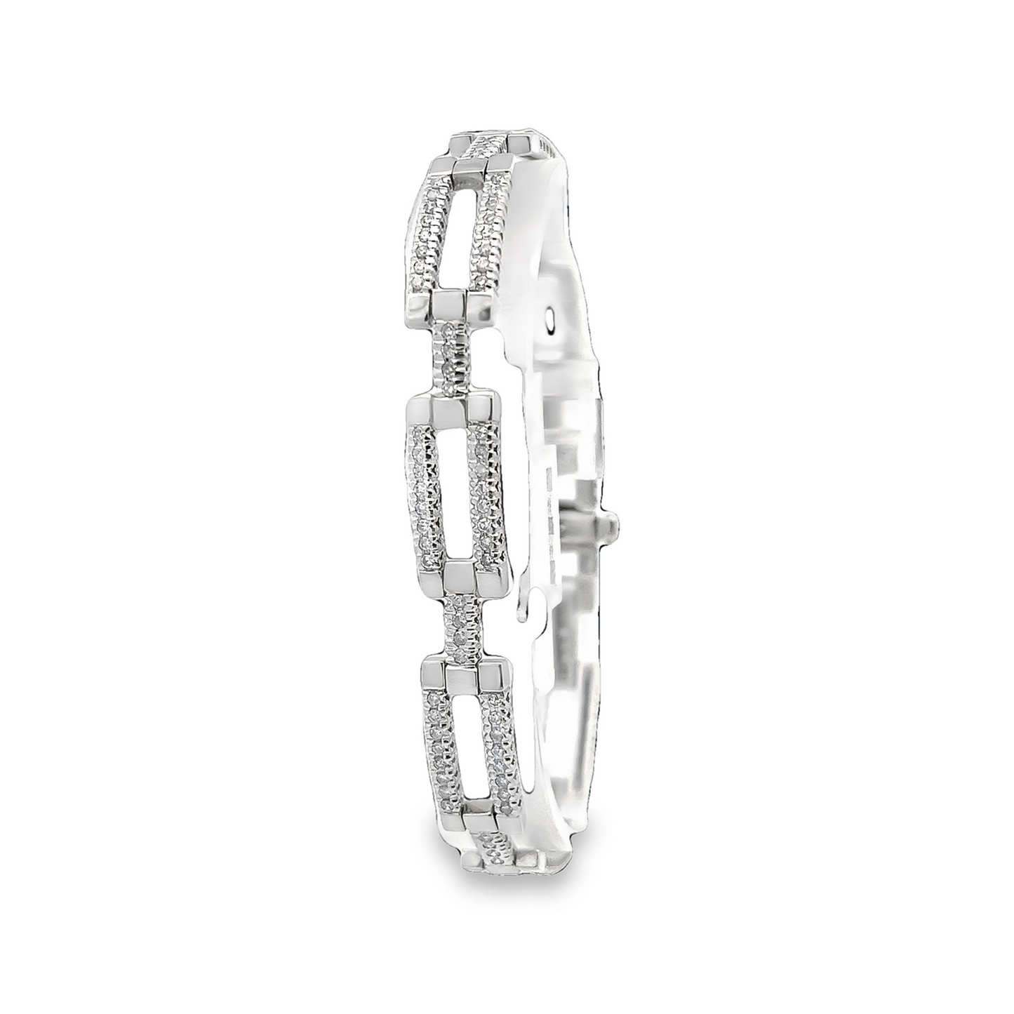 Vintage Art Deco Style Diamond 9ct White Gold Articulated Bracelet