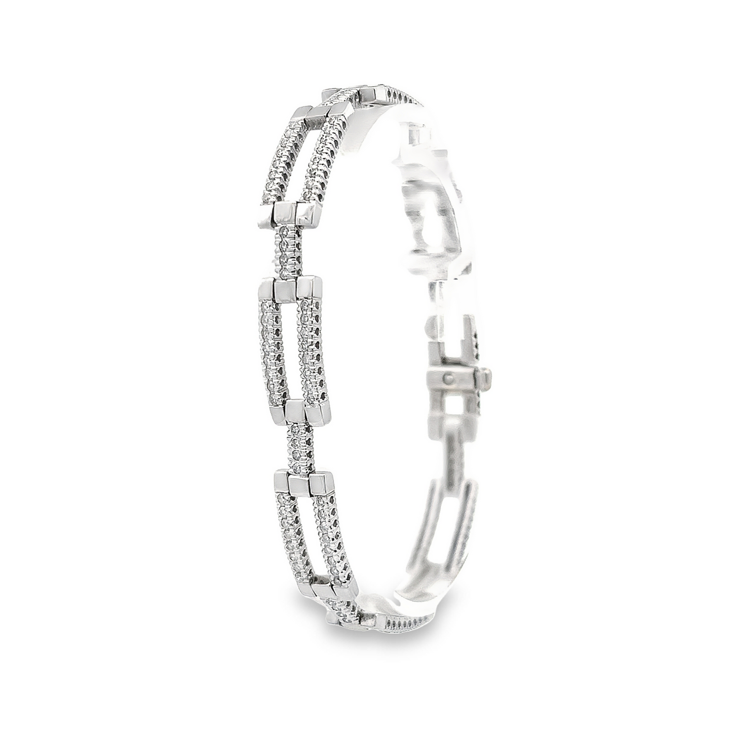 Vintage Art Deco Style Diamond 9ct White Gold Articulated Bracelet
