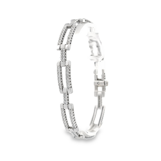Vintage Art Deco Style Diamond 9ct White Gold Articulated Bracelet