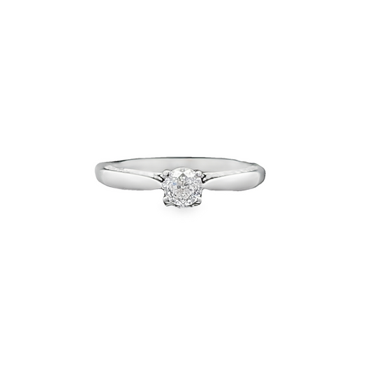 Certificated Solitaire Natural Diamond 18ct White Gold Engagement Ring
