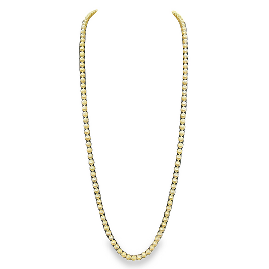 Vintage Single Row Cultured Pearl Art Deco Flapper Style Necklace with Sapphire 9ct Gold Clasp