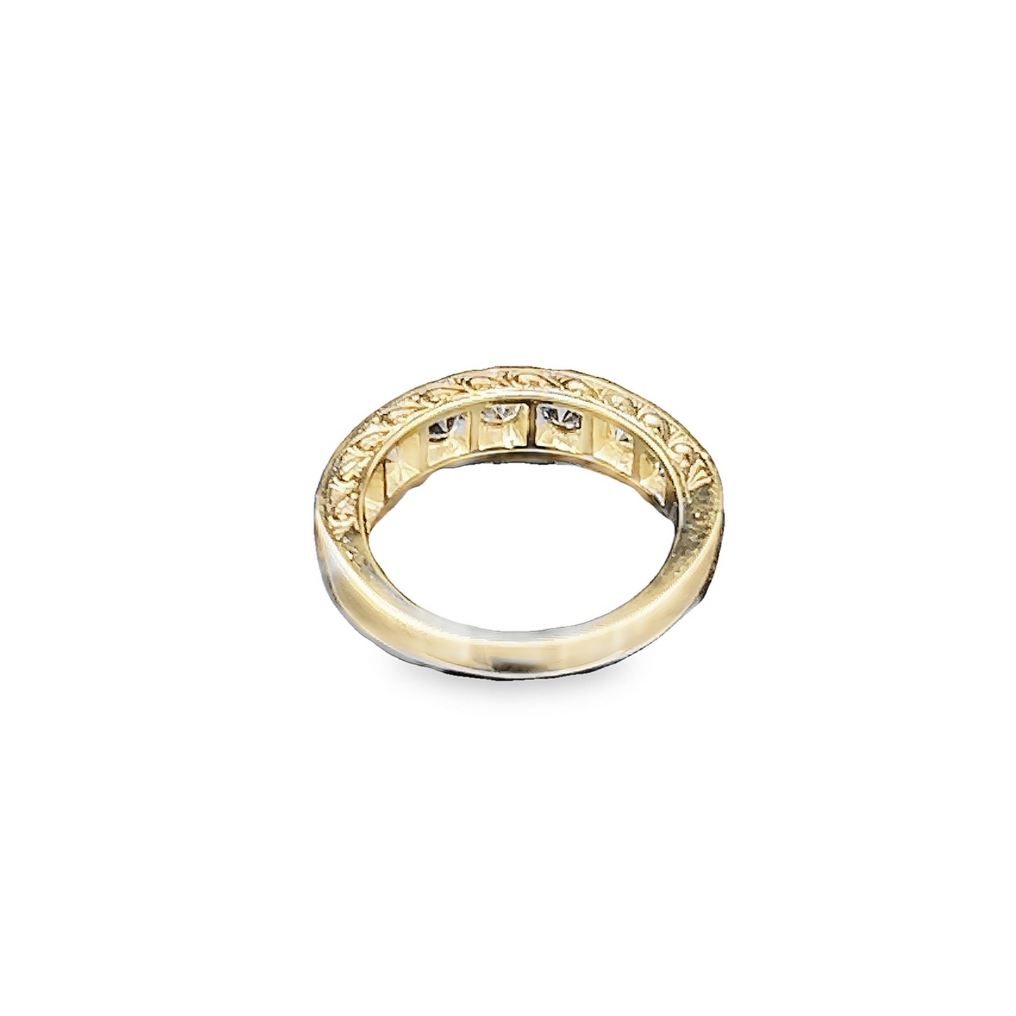 Bespoke Sapphire and Natural Diamond 18ct Gold Carved Half Eternity Ring