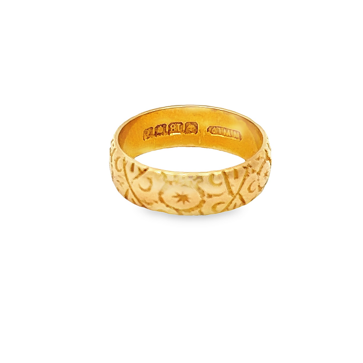 Antique Edwardian 18ct Gold Hand Engraved Wedding Ring